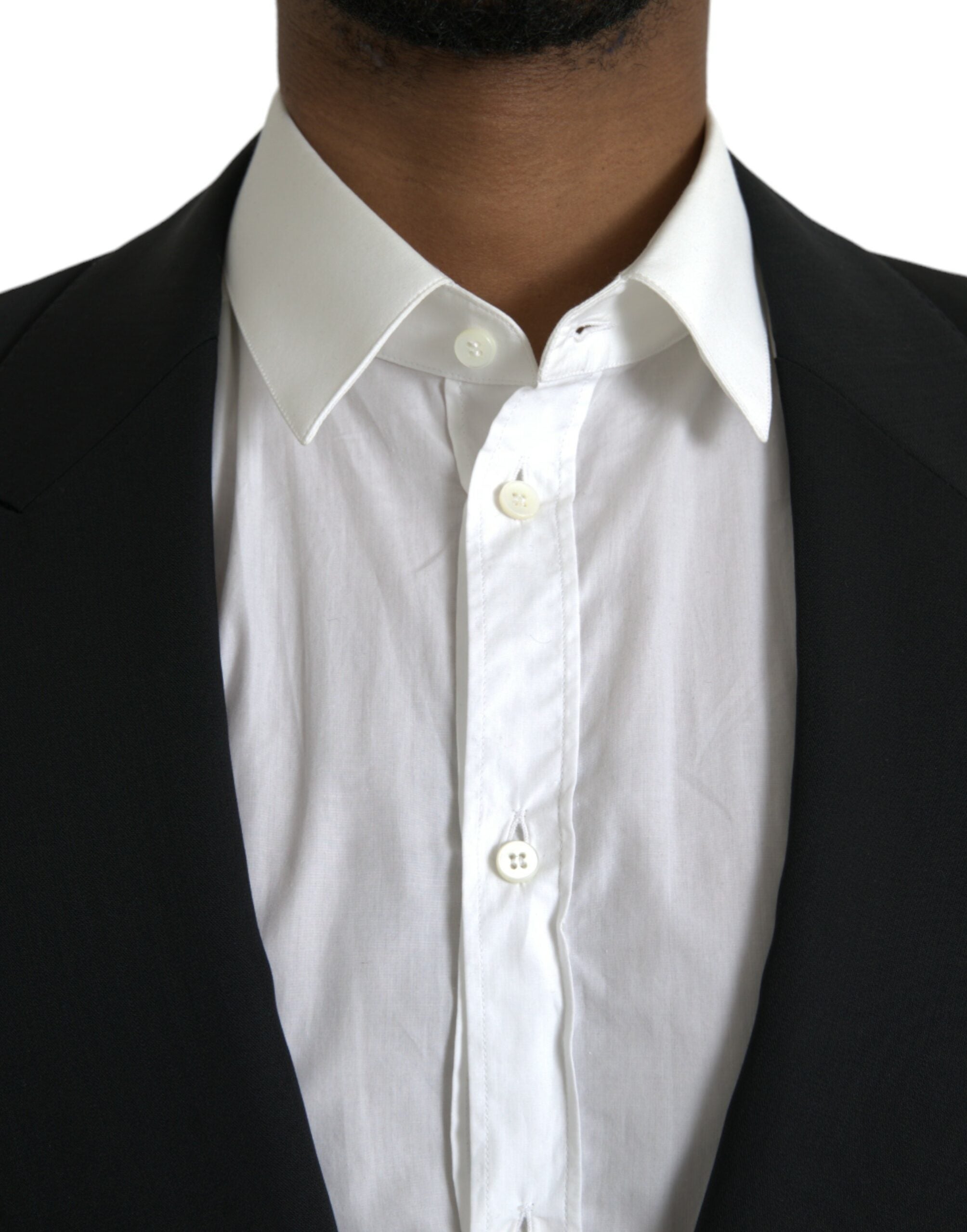 Blazer à simple boutonnage en laine noire Dolce &amp; Gabbana