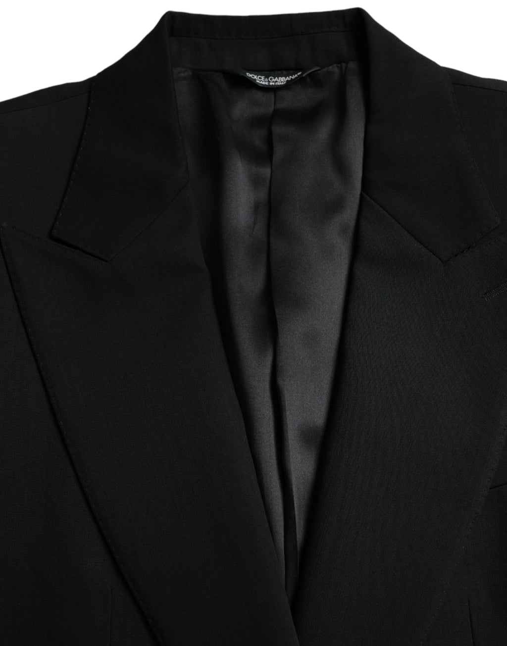 Blazer à simple boutonnage en laine noire Dolce &amp; Gabbana