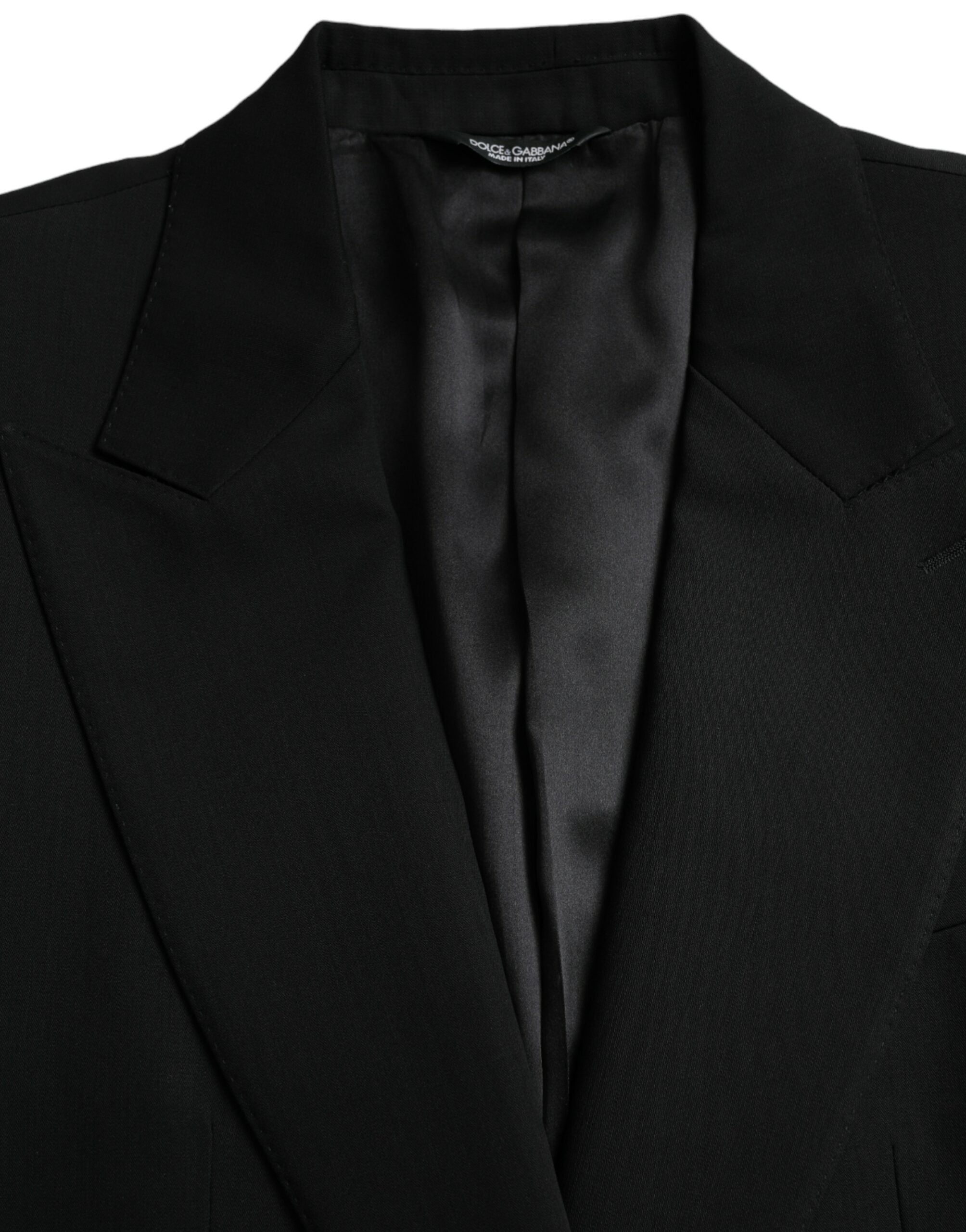Blazer à simple boutonnage en laine noire Dolce &amp; Gabbana