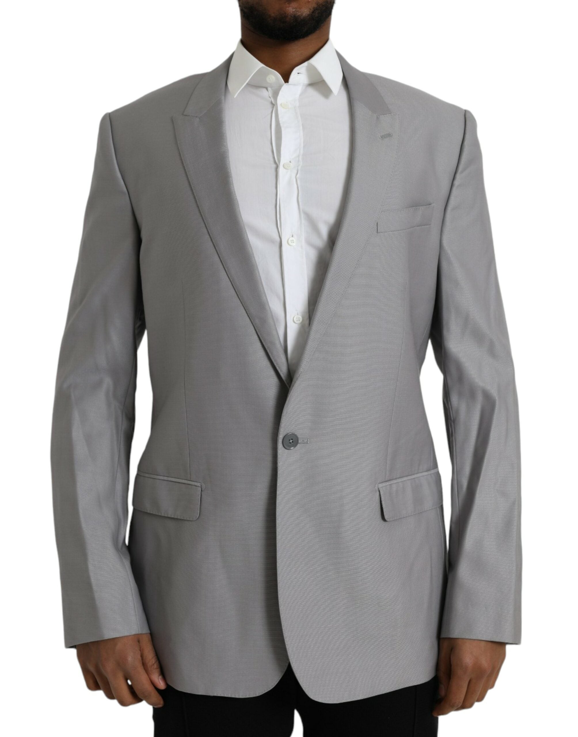 Blazer simple boutonnage en laine grise Dolce &amp; Gabbana