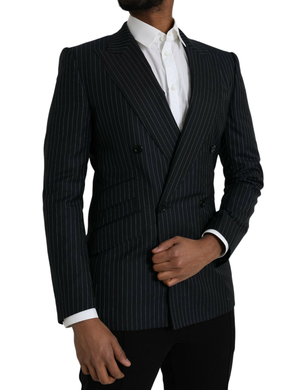 Blazer croisé Dolce &amp; Gabbana à rayures noires SICILIA