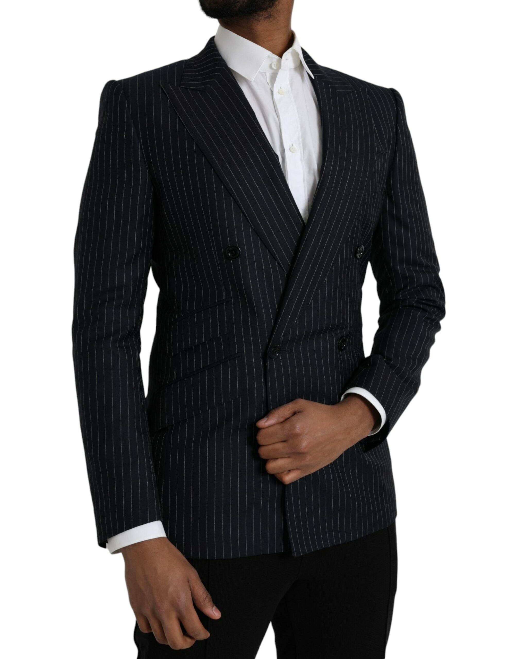 Blazer croisé Dolce &amp; Gabbana à rayures noires SICILIA