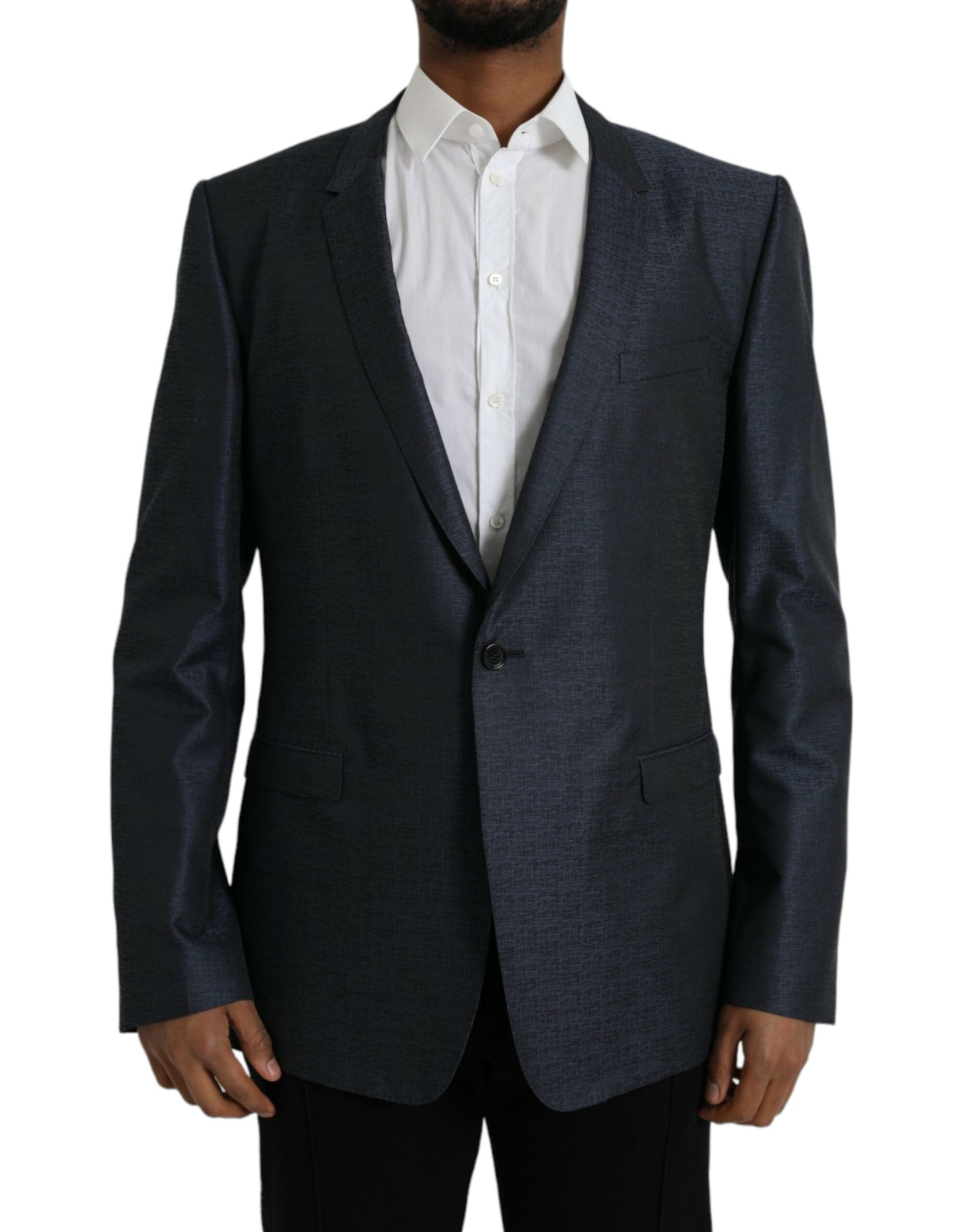 Blazer simple boutonnage en laine bleue Dolce &amp; Gabbana