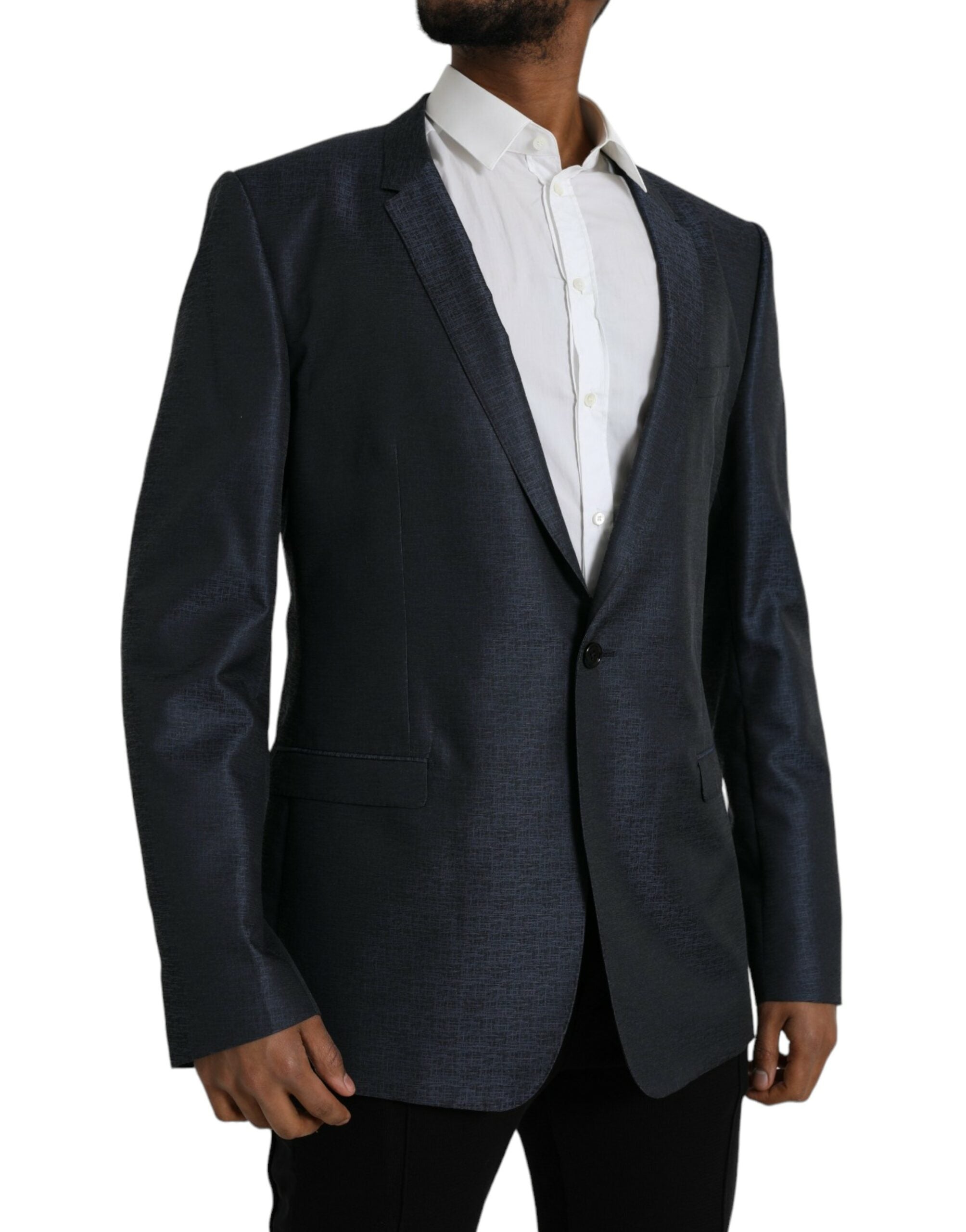 Blazer simple boutonnage en laine bleue Dolce &amp; Gabbana