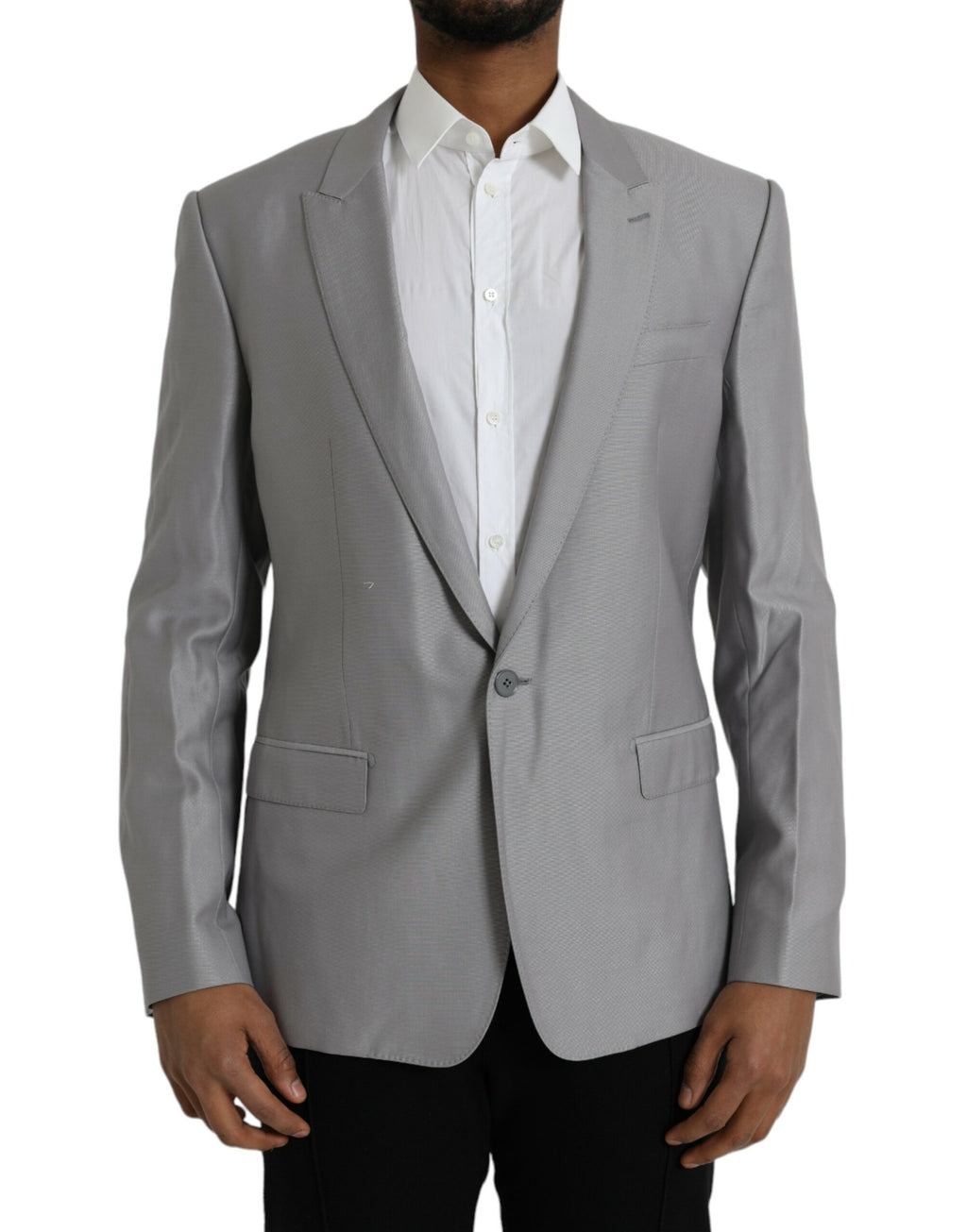 Blazer simple boutonnage en laine grise Dolce &amp; Gabbana