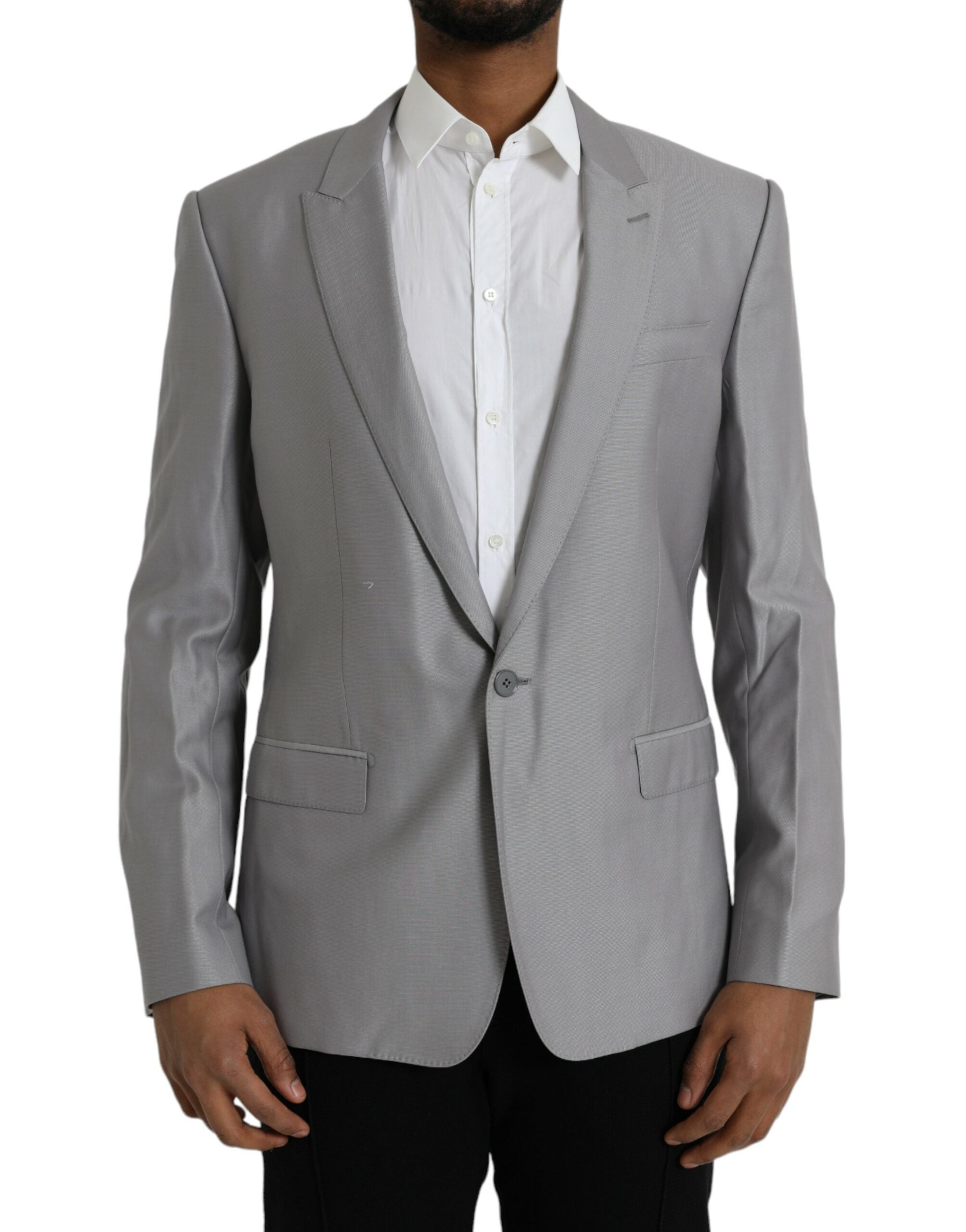 Blazer simple boutonnage en laine grise Dolce &amp; Gabbana