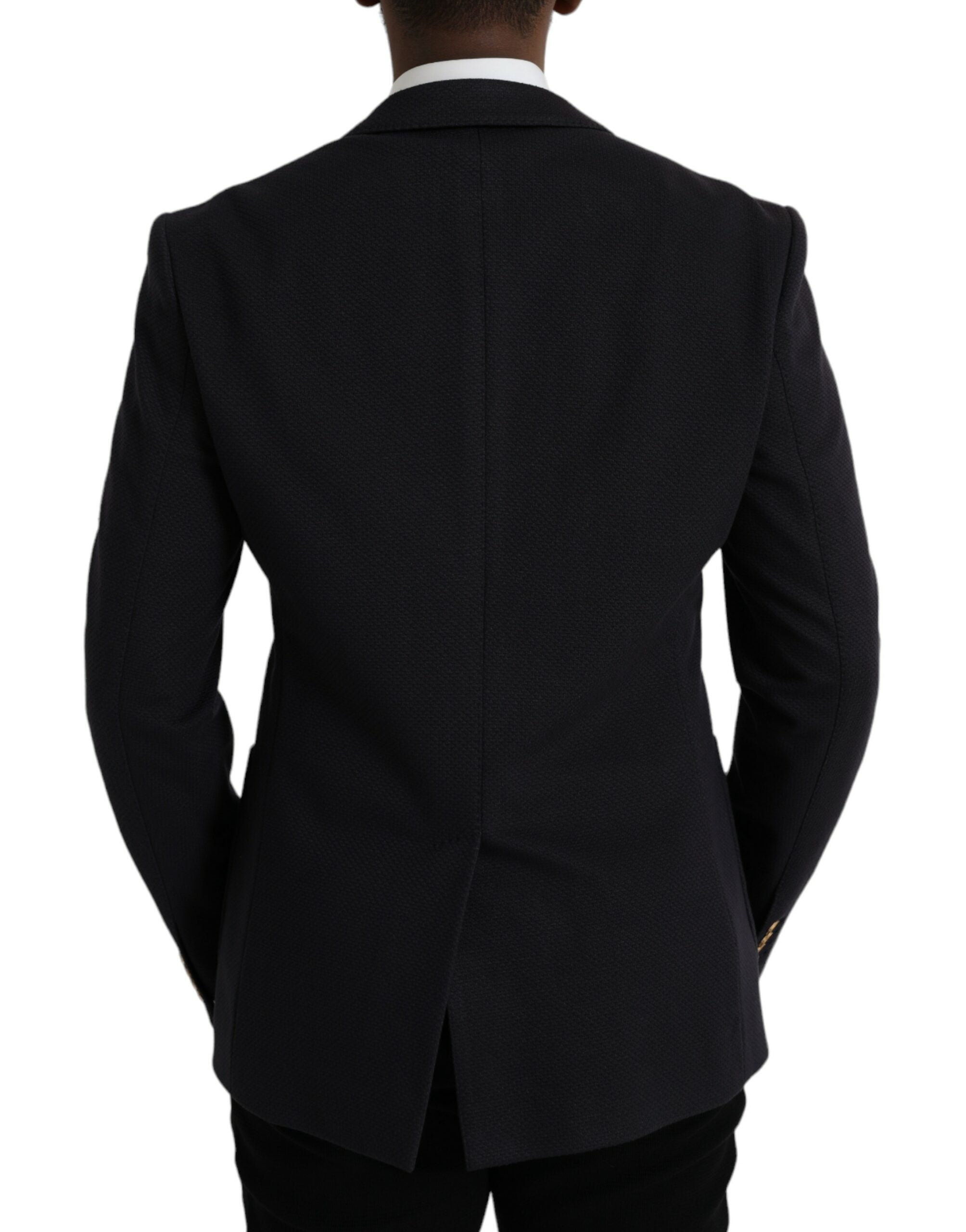 Blazer croisé bleu foncé Dolce &amp; Gabbana à motif couronne et abeille