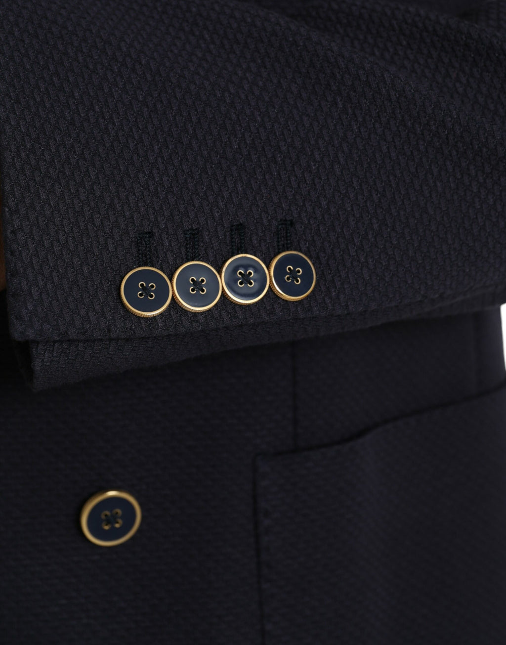 Blazer croisé bleu foncé Dolce &amp; Gabbana à motif couronne et abeille