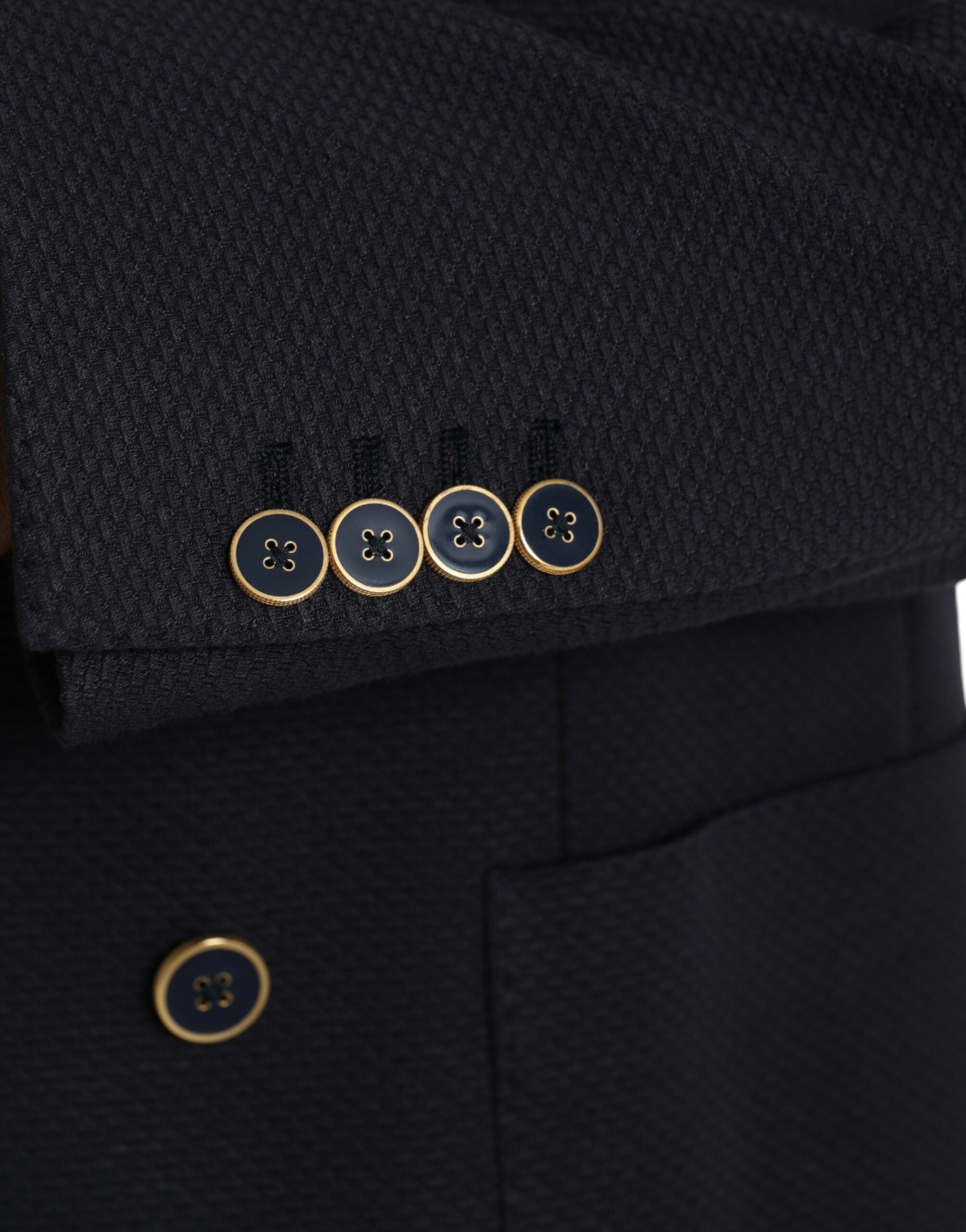 Blazer croisé bleu foncé Dolce &amp; Gabbana à motif couronne et abeille