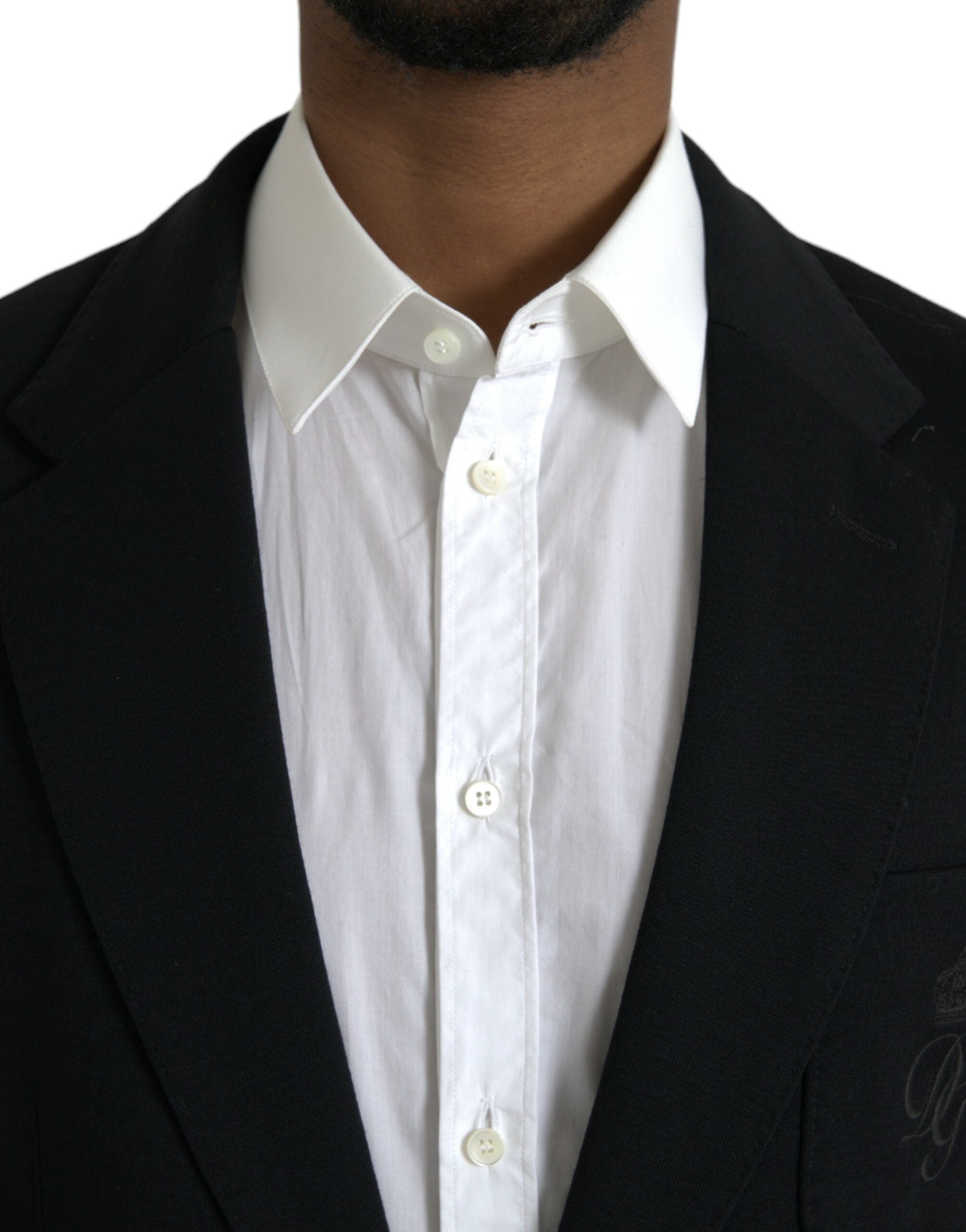 Blazer simple boutonnage en laine noire Dolce &amp; Gabbana