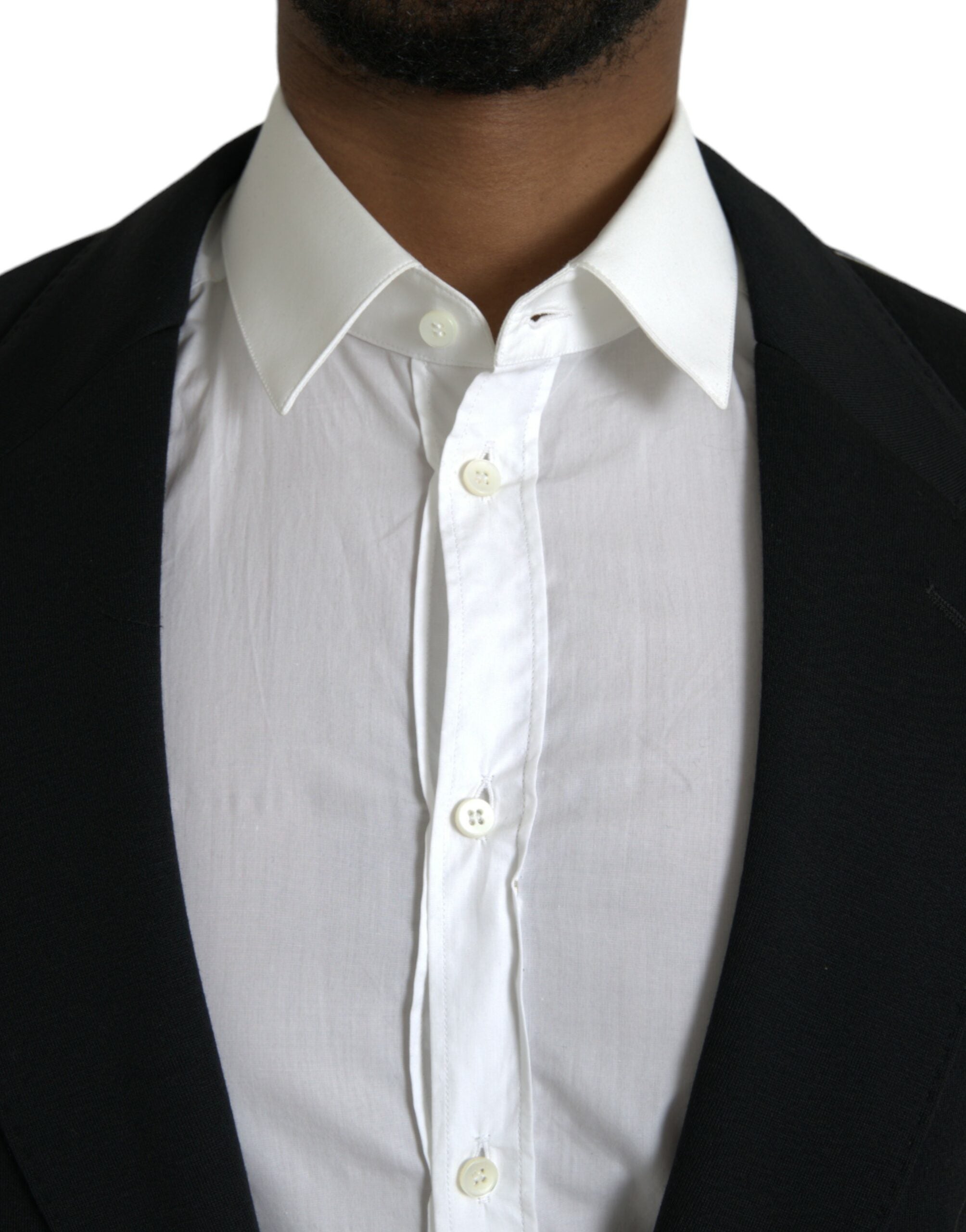Blazer simple boutonnage en laine noire Dolce &amp; Gabbana