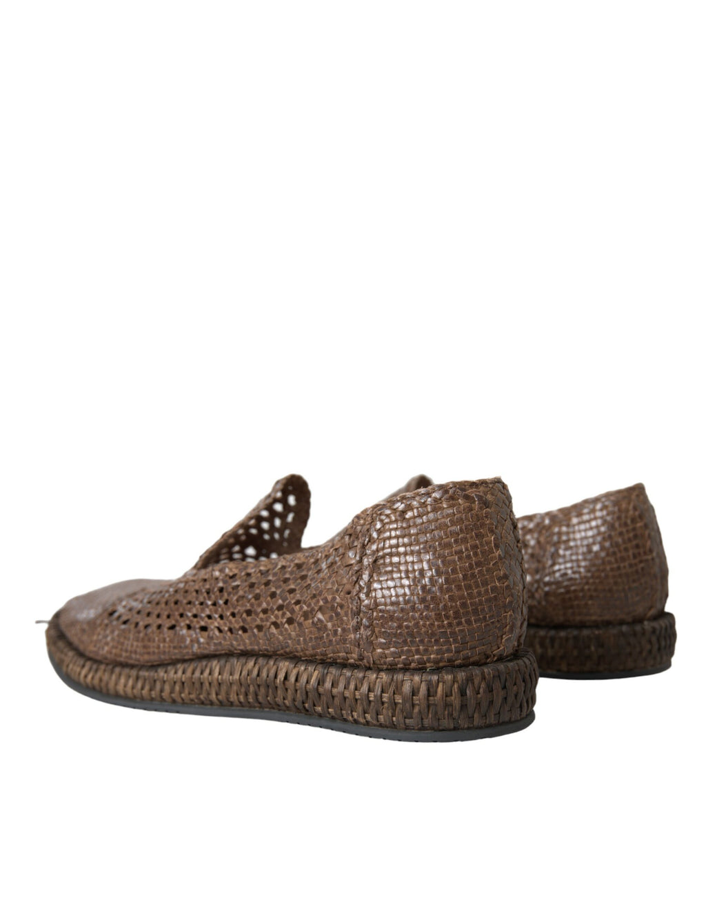 Mocassins en cuir tressé marron Dolce &amp; Gabbana, chaussures décontractées