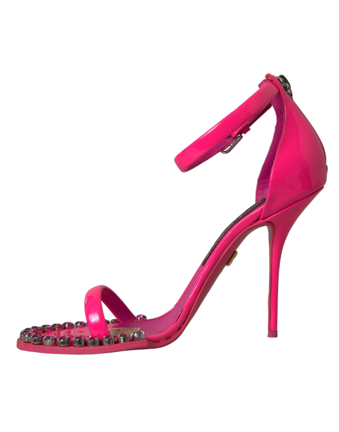 Dolce &amp; Gabbana Rosa Leder Kristall Heels Sandalen Schuhe