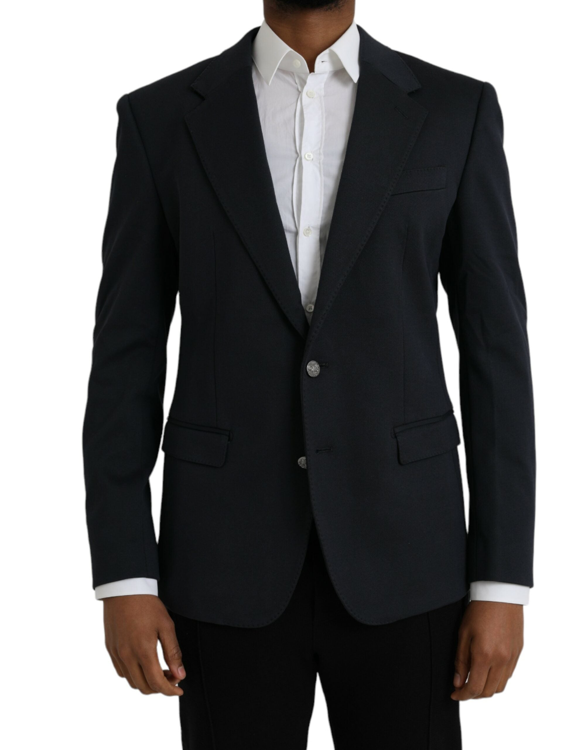 Blazer simple boutonnage en coton bleu foncé Dolce &amp; Gabbana