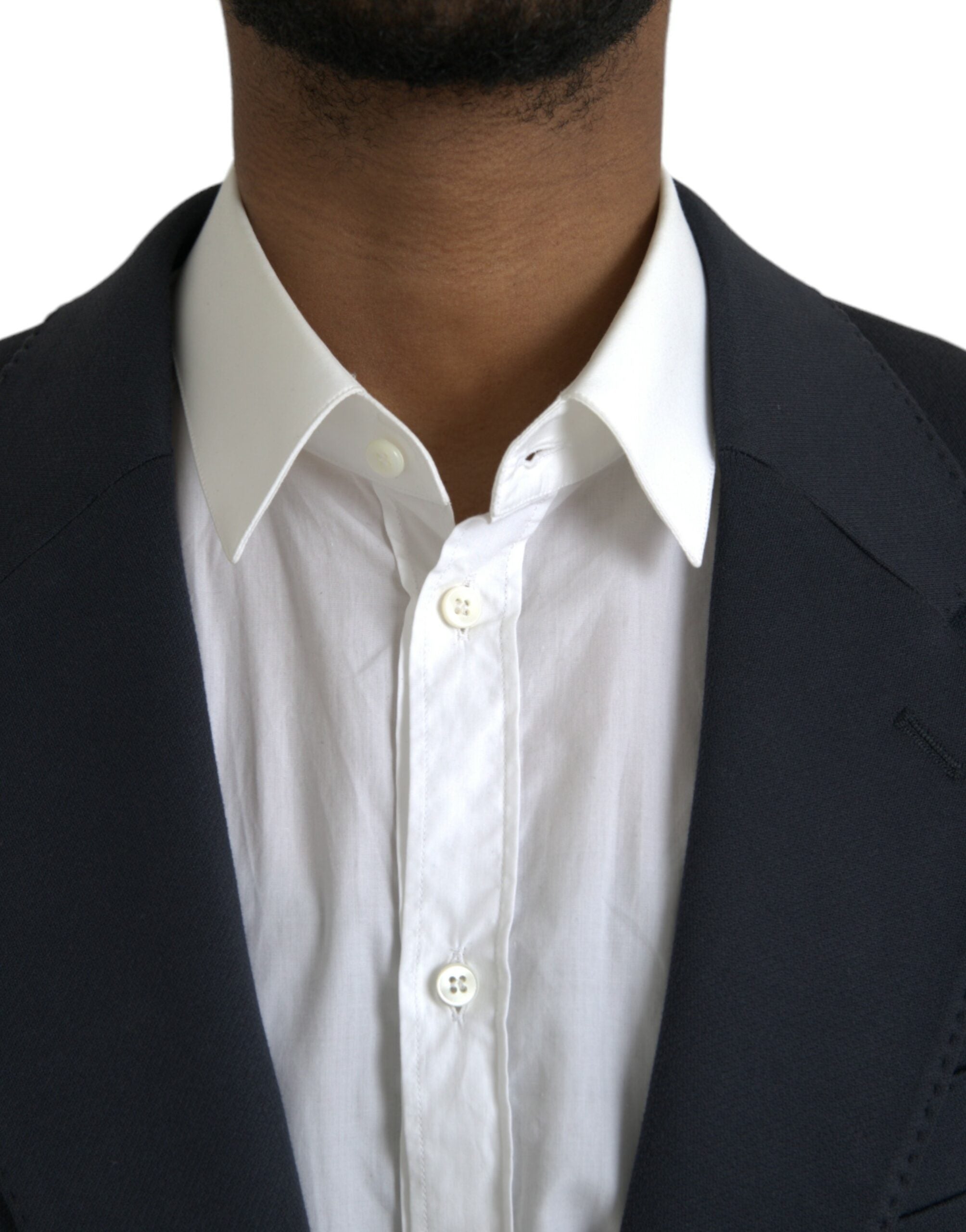 Blazer simple boutonnage en coton bleu foncé Dolce &amp; Gabbana