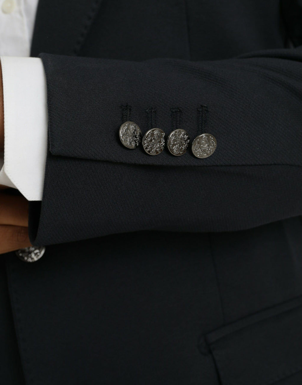 Blazer simple boutonnage en coton bleu foncé Dolce &amp; Gabbana