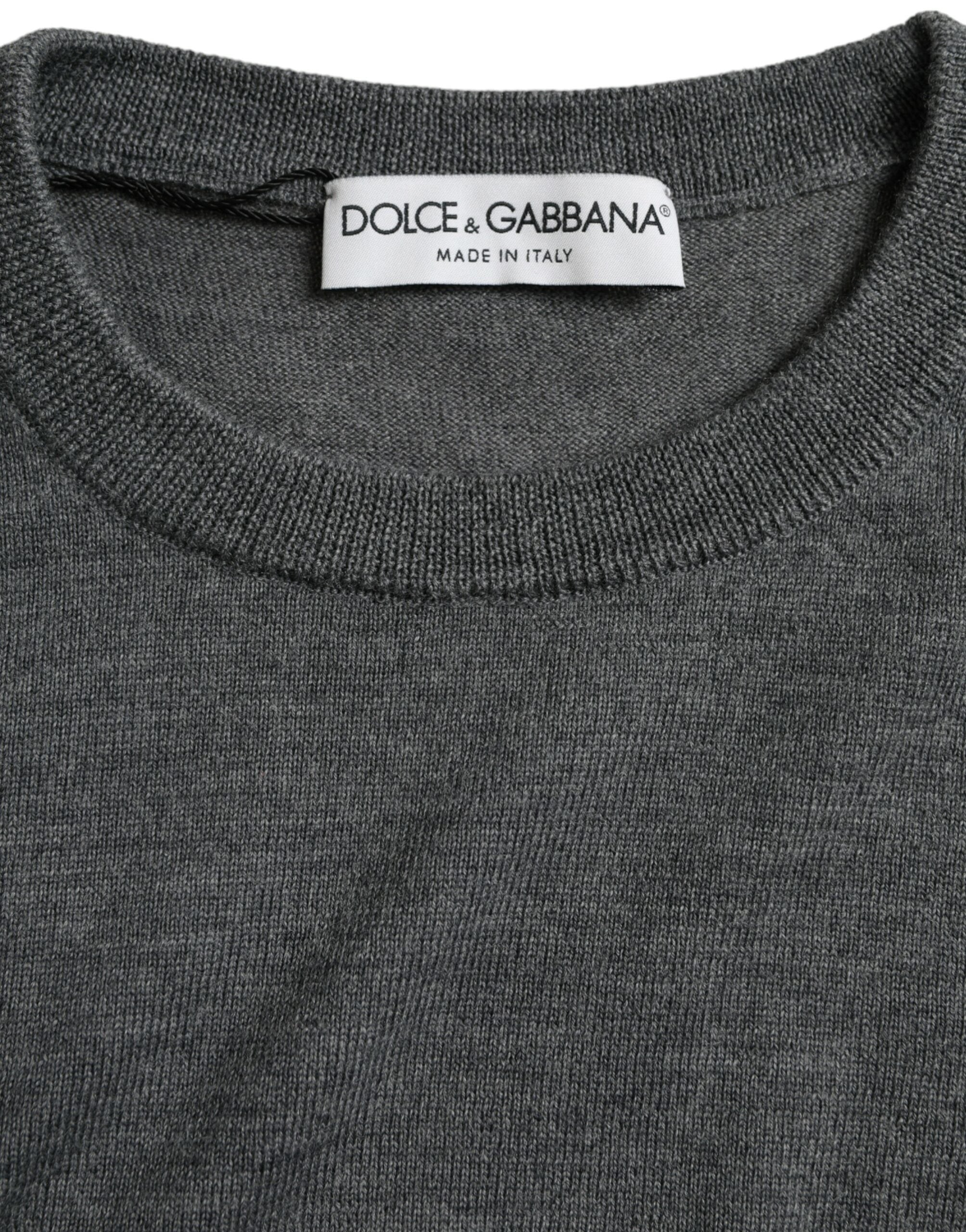 Pull ras du cou en laine gris foncé Dolce &amp; Gabbana
