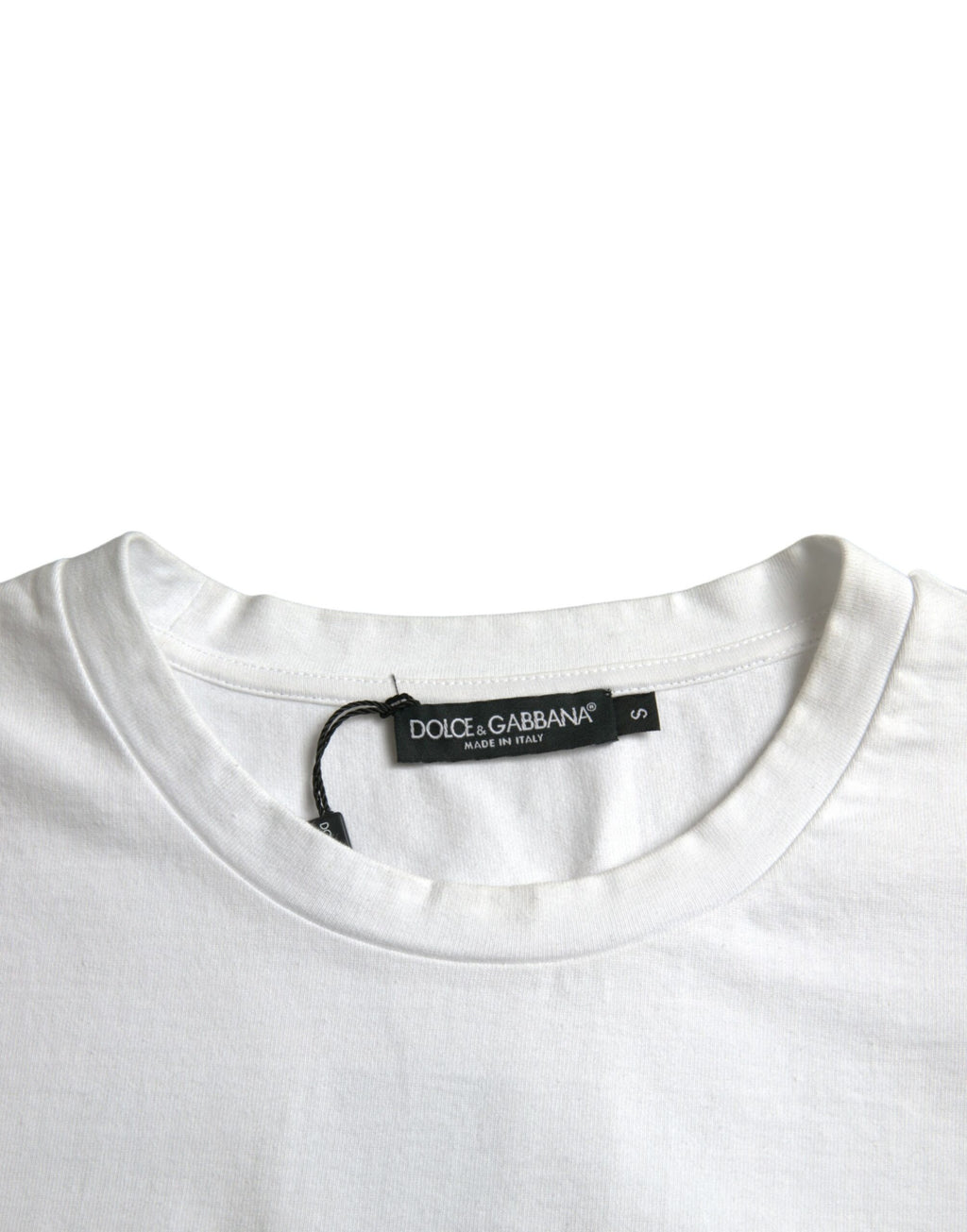 Dolce &amp; Gabbana – Weißes, kurzärmliges T-Shirt mit Rundhalsausschnitt und Herzmotiv aus Baumwolle