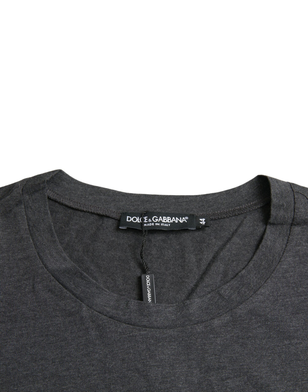 Dolce &amp; Gabbana – Graues T-Shirt mit Rundhalsausschnitt und kurzen Ärmeln und Logodruck