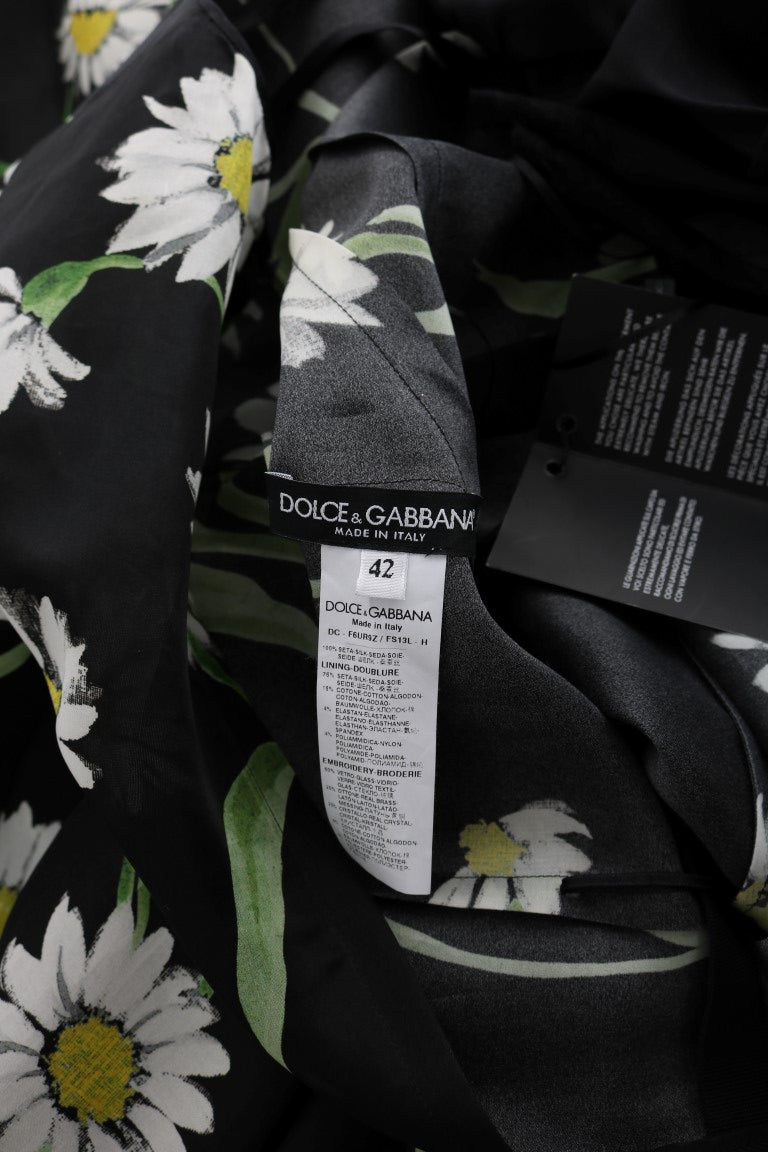 Robe longue élégante Dolce &amp; Gabbana à motif tournesol et cristaux