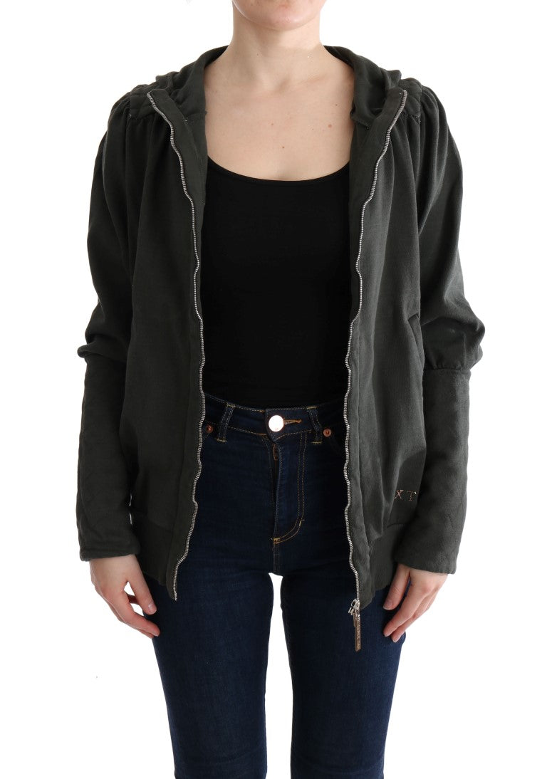 Pull zippé en coton gris Exte Chic