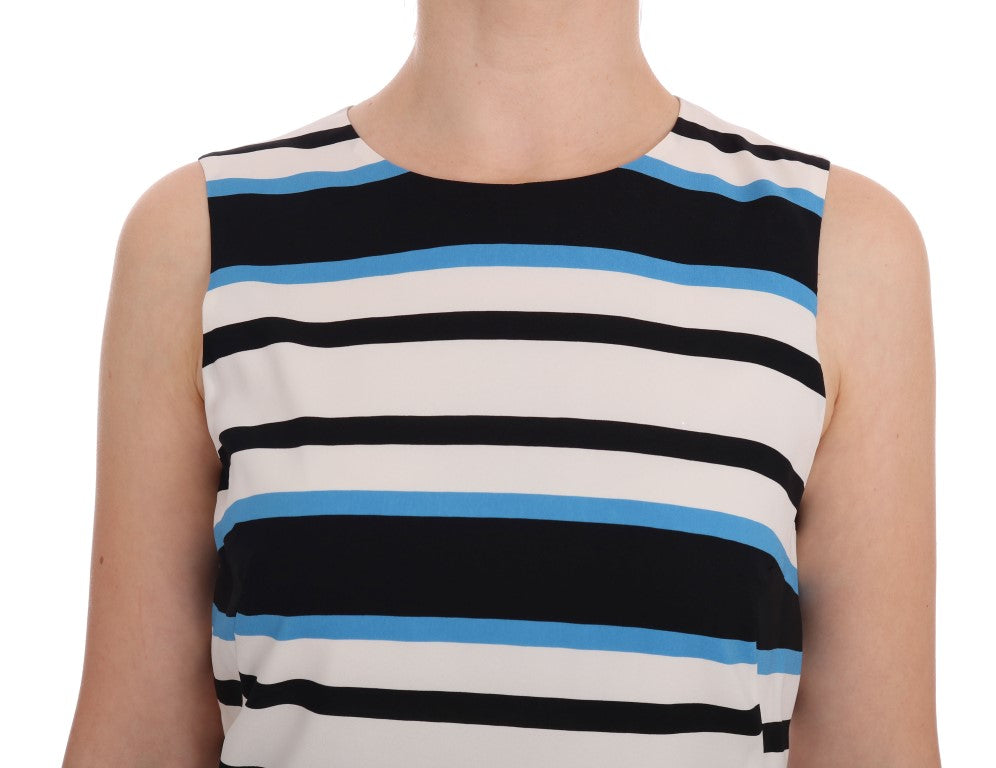 Robe droite élégante sans manches en soie rayée Dolce &amp; Gabbana