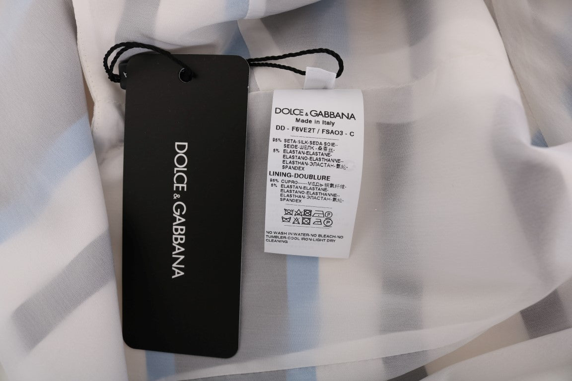 Robe droite élégante sans manches en soie rayée Dolce &amp; Gabbana