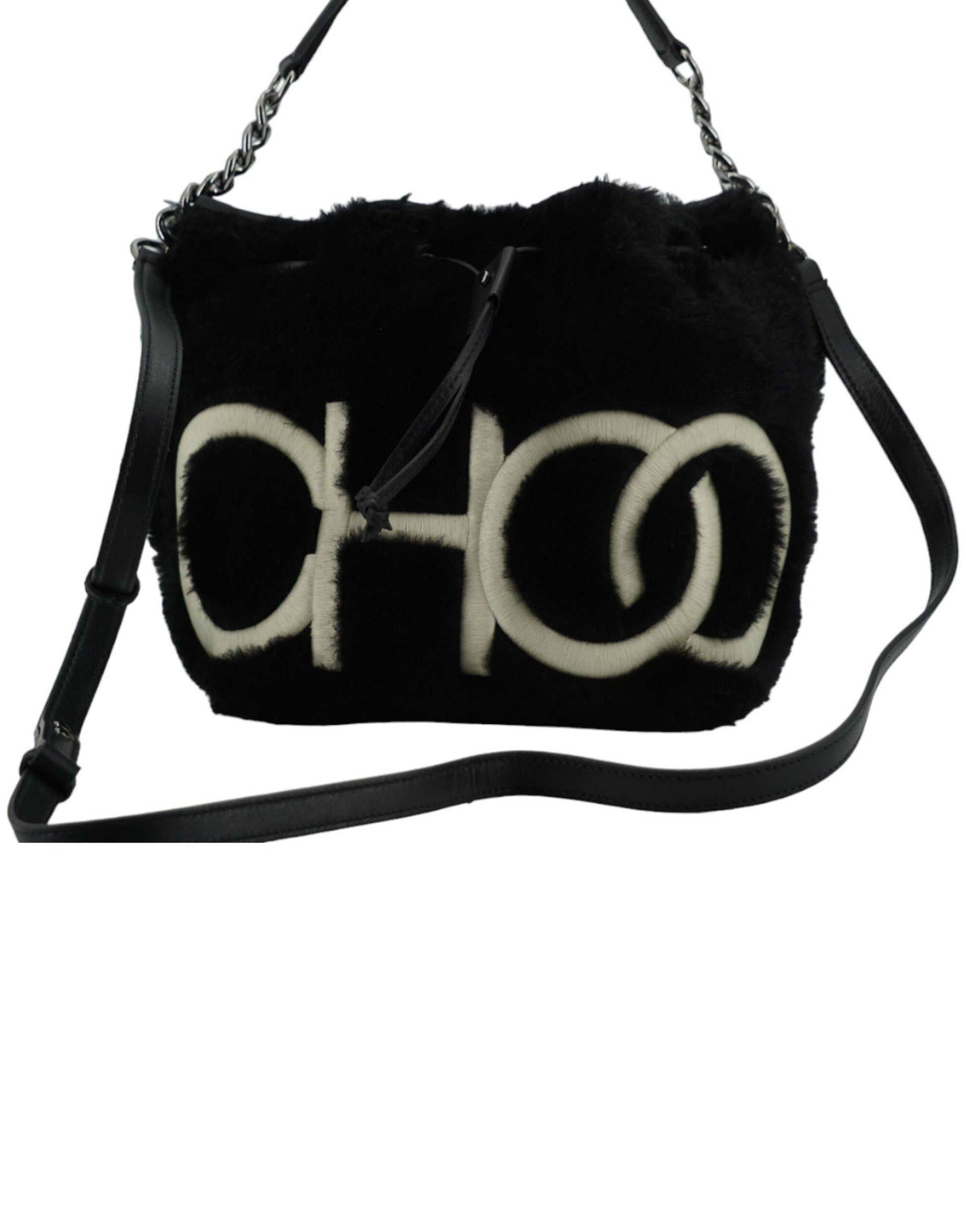 Jimmy Choo – Schwarze Leder-Umhängetasche mit Henkel