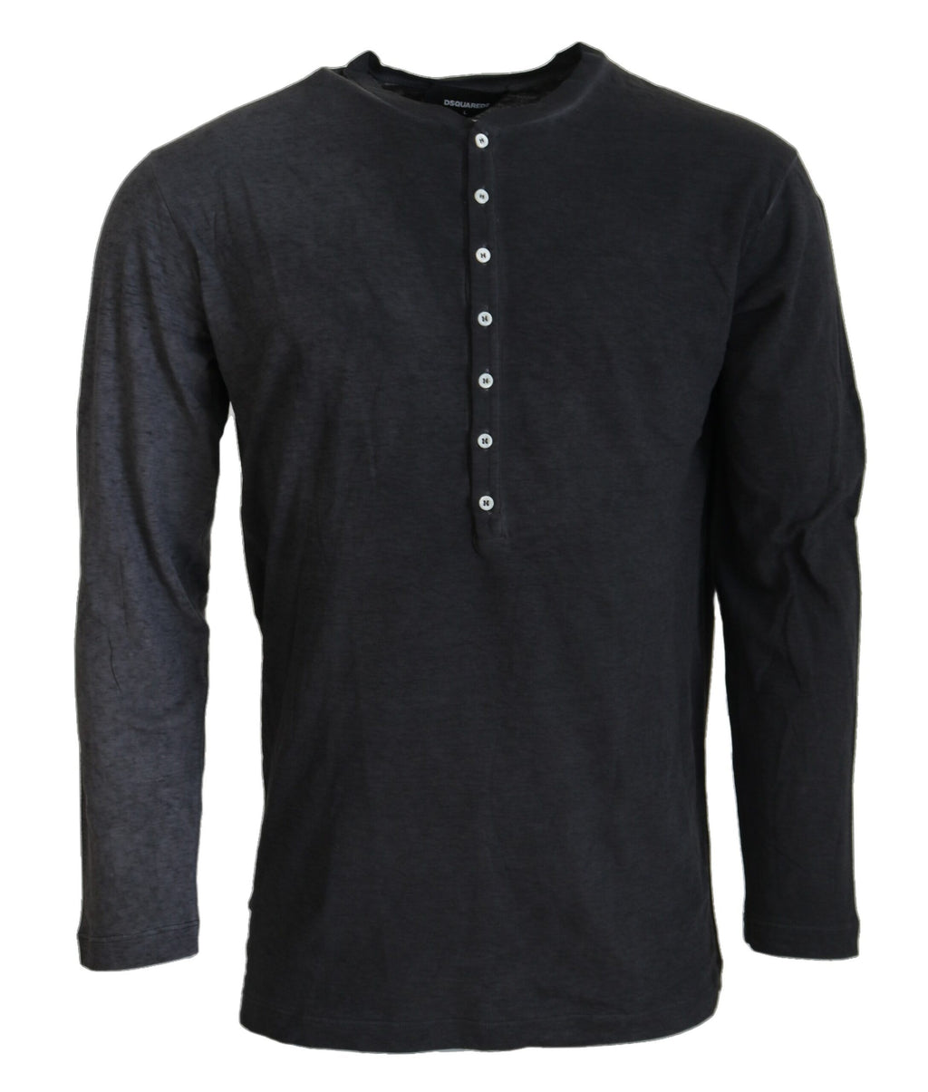 Dsquared² Schwarzer Pullover aus Baumwollleinen mit langen Ärmeln