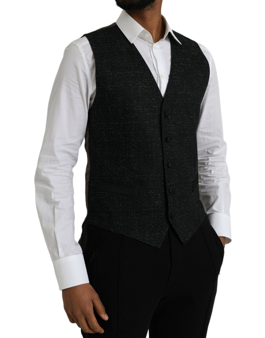 Dolce &amp; Gabbana Robe gilet en soie noir et marron
