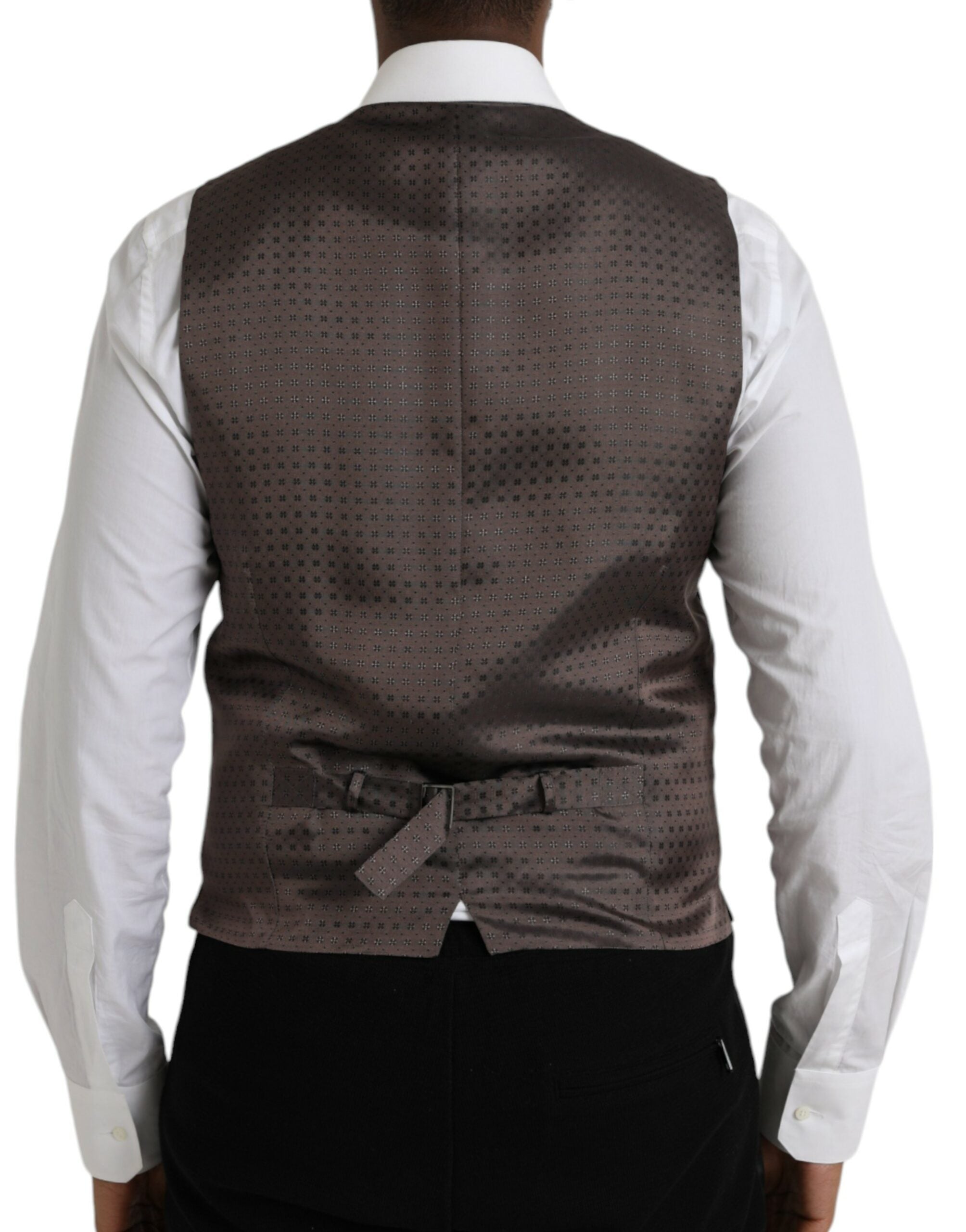 Dolce &amp; Gabbana Schwarz Braun Seidenweste Kleid Formale Weste