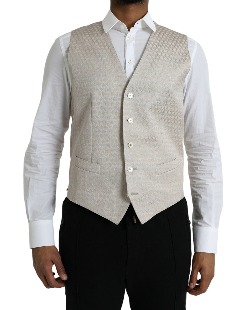 Dolce &amp; Gabbana - Robe gilet en coton blanc cassé - Gilet habillé