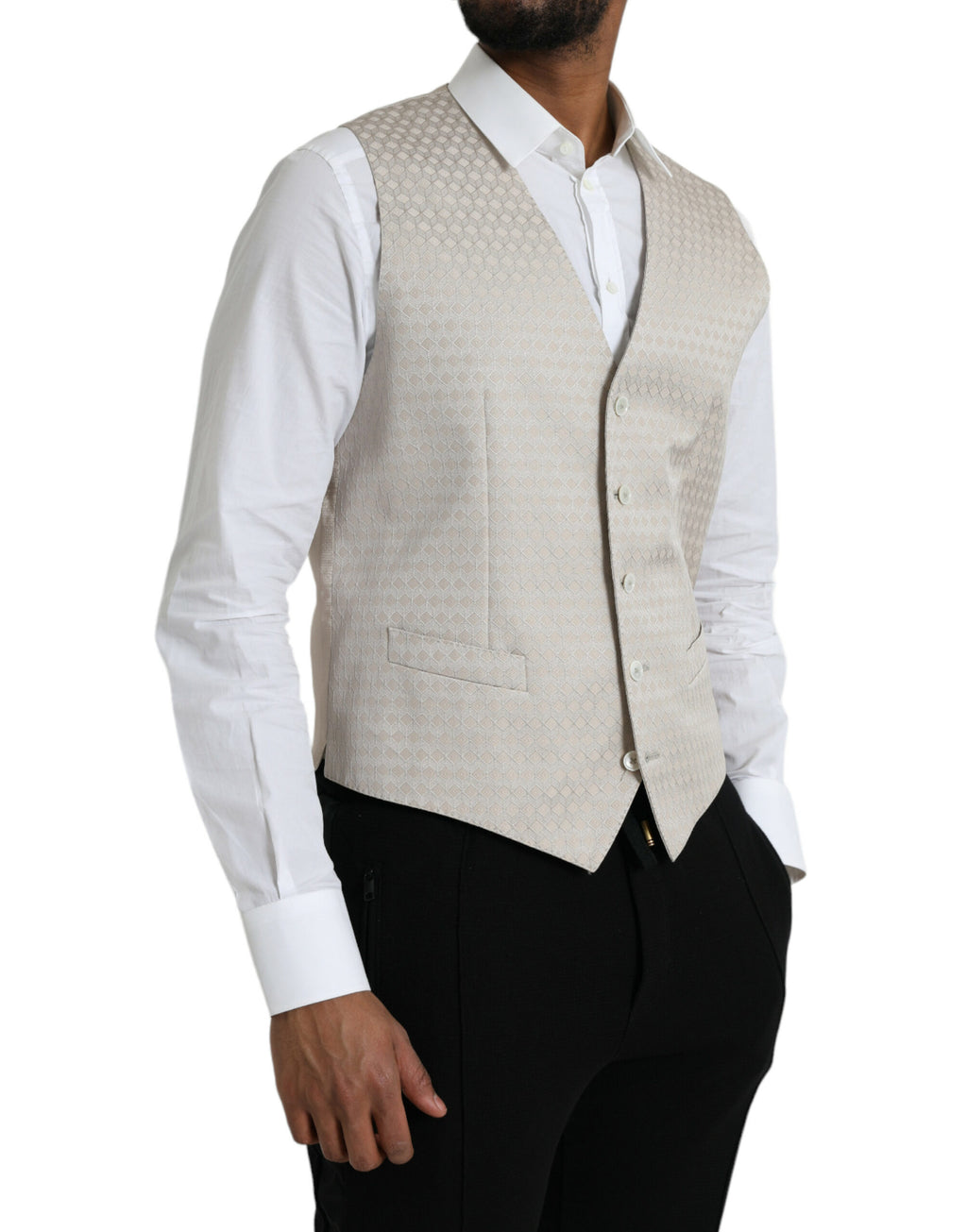 Dolce &amp; Gabbana - Robe gilet en coton blanc cassé - Gilet habillé