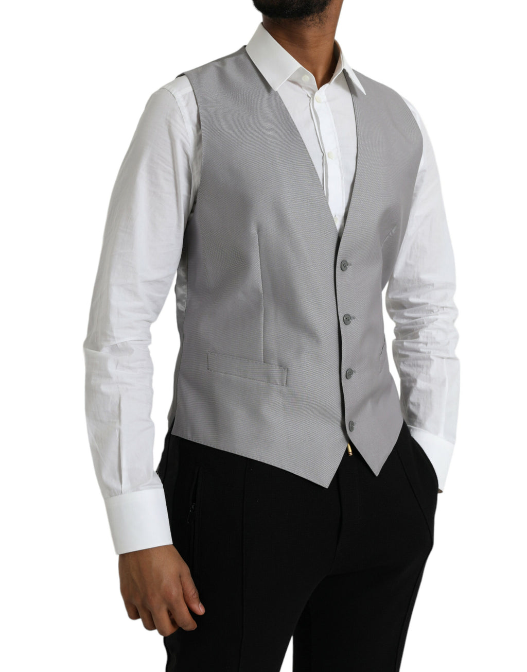 Gilet de soirée en laine gris clair Dolce &amp; Gabbana