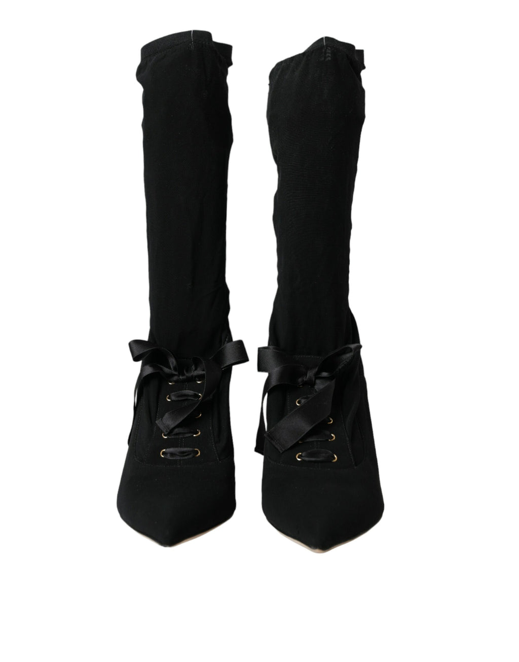 Dolce &amp; Gabbana Schwarze Stiletto-Absätze, wadenlange Stiefel