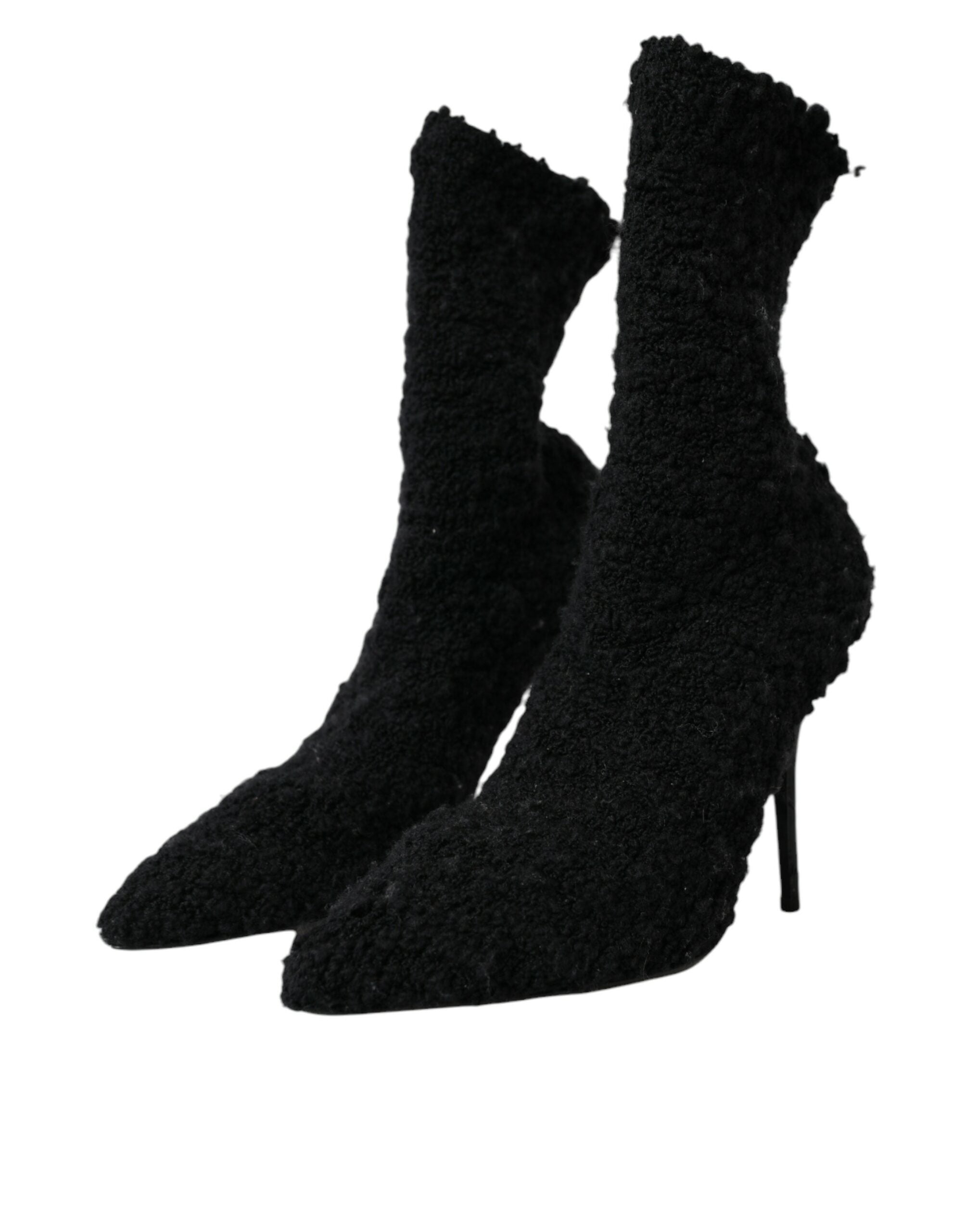 Dolce &amp; Gabbana Schwarze Stiletto-Absätze, wadenlange Stiefel