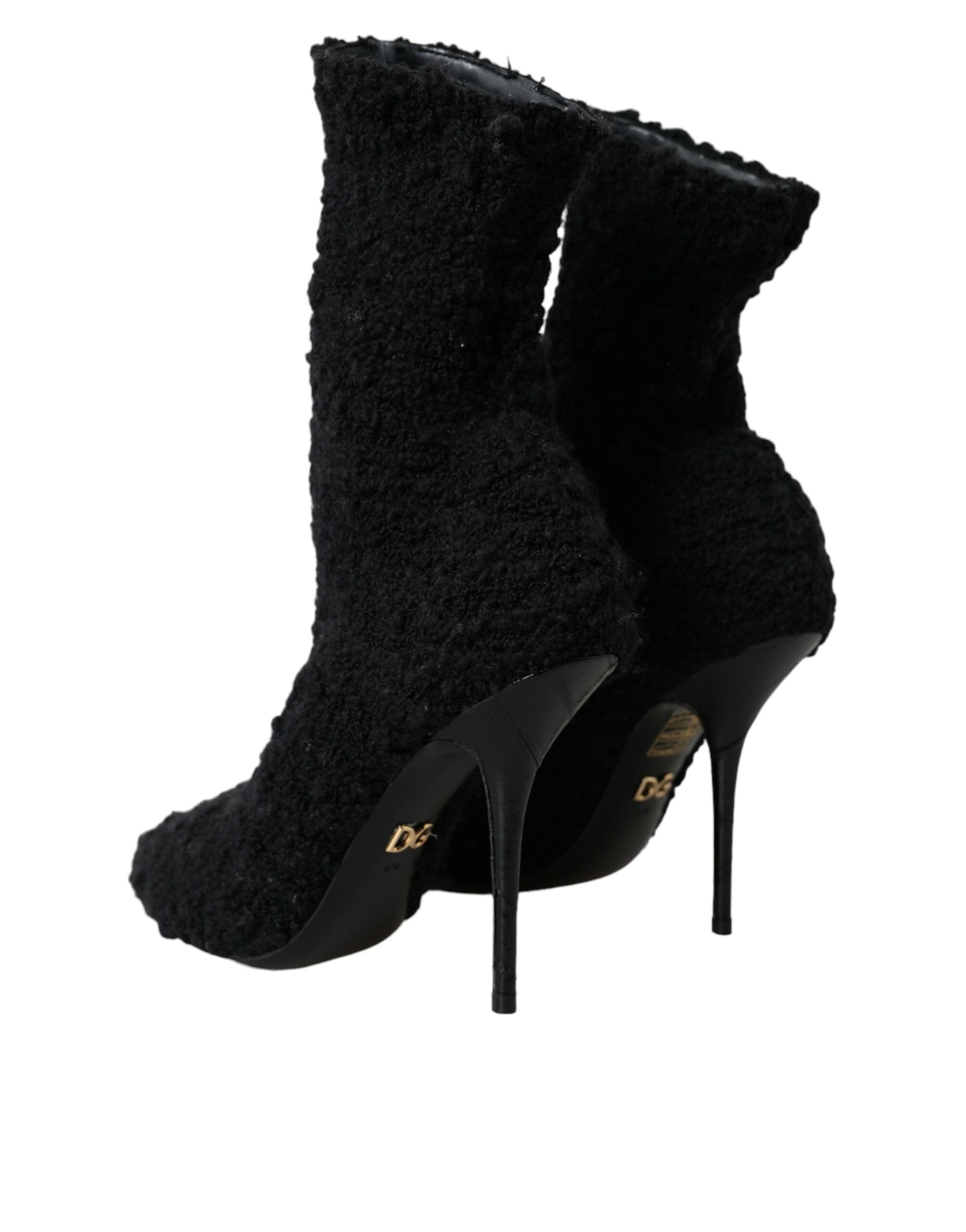 Dolce &amp; Gabbana Schwarze Stiletto-Absätze, wadenlange Stiefel
