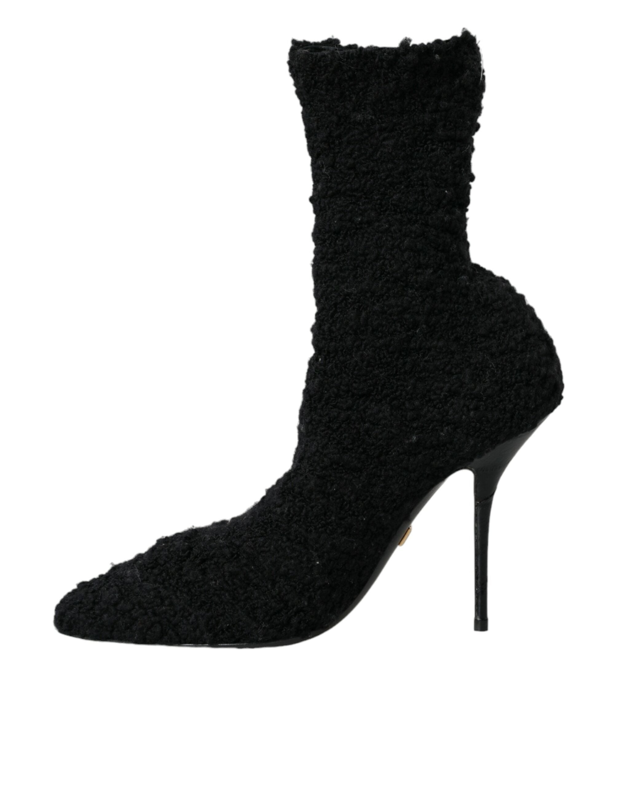 Dolce &amp; Gabbana Schwarze Stiletto-Absätze, wadenlange Stiefel