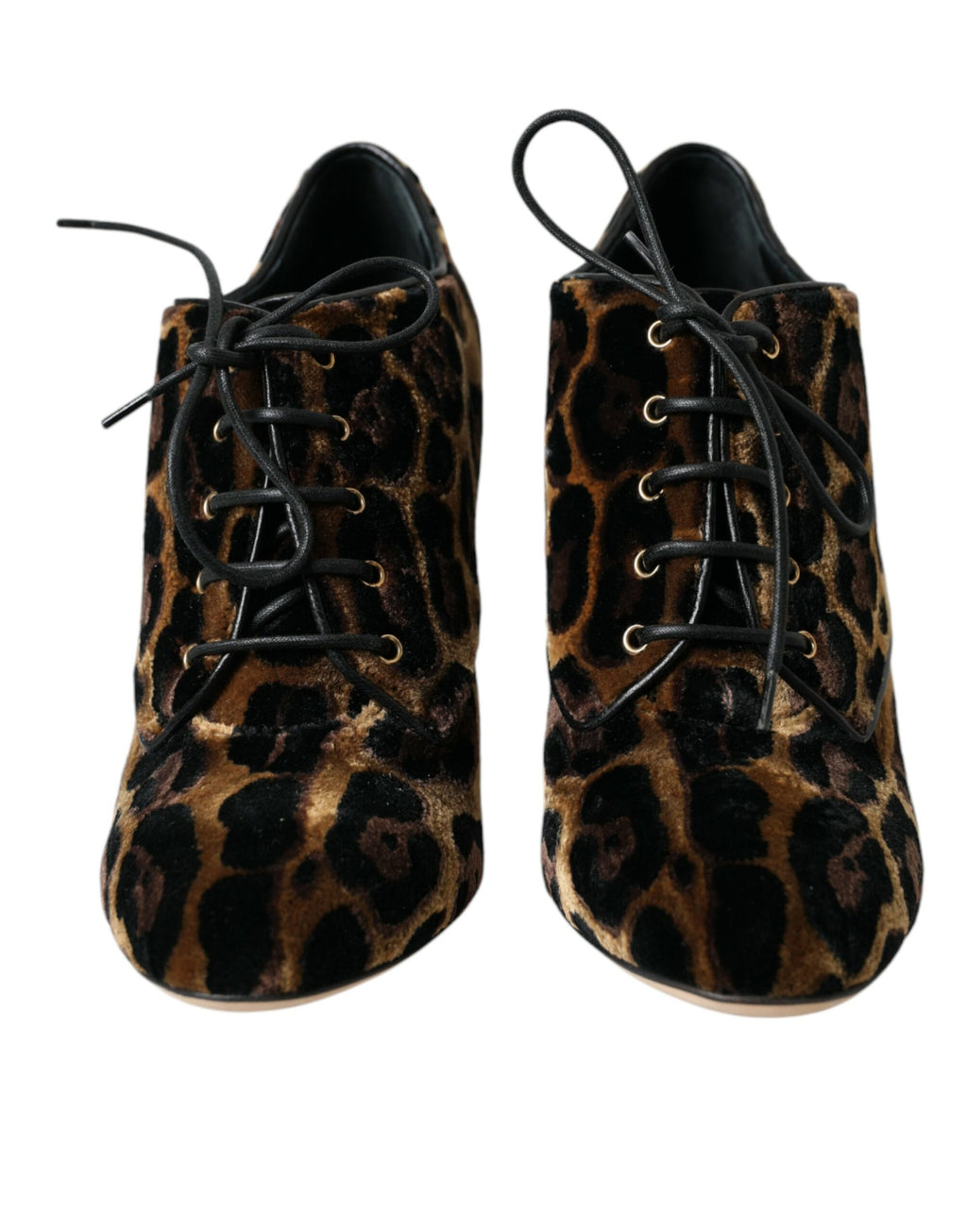 Dolce &amp; Gabbana – Braune Stiefeletten mit Leopardenmuster und Schnürung