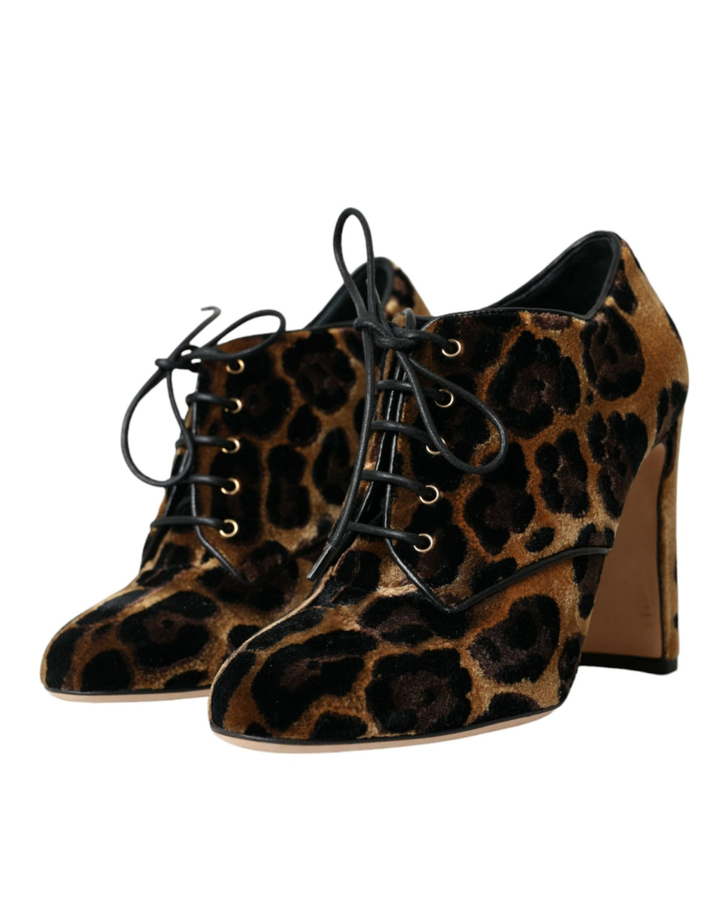 Dolce &amp; Gabbana – Braune Stiefeletten mit Leopardenmuster und Schnürung