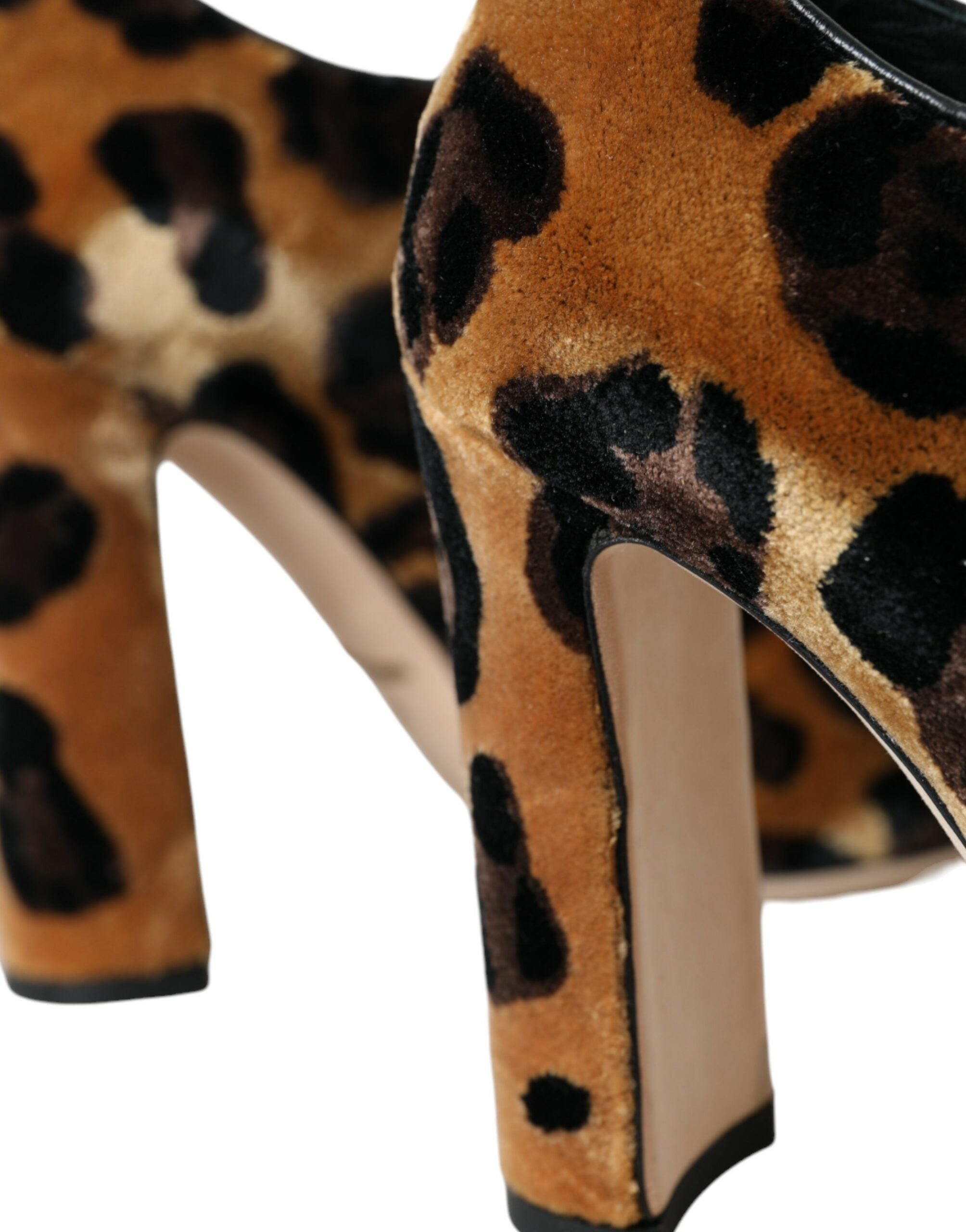 Dolce &amp; Gabbana – Braune Stiefeletten mit Leopardenmuster und Schnürung