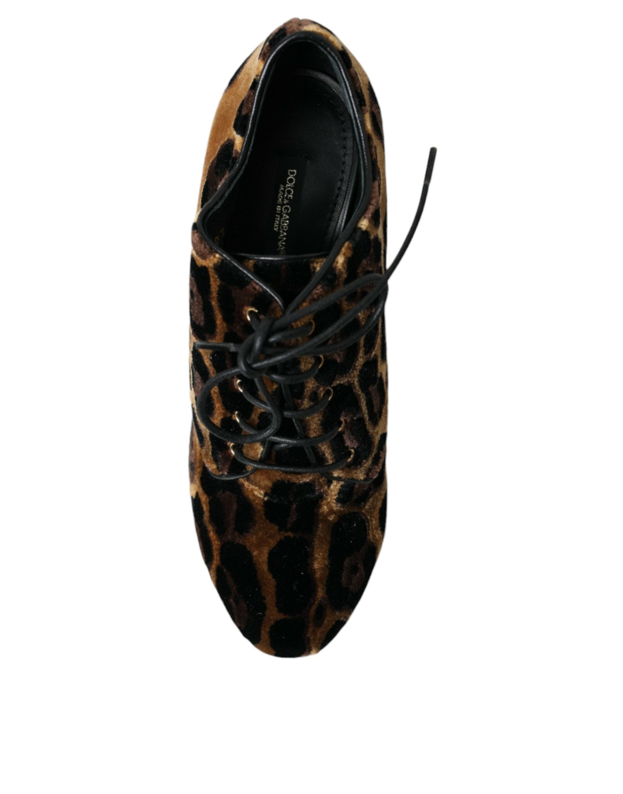 Dolce &amp; Gabbana – Braune Stiefeletten mit Leopardenmuster und Schnürung