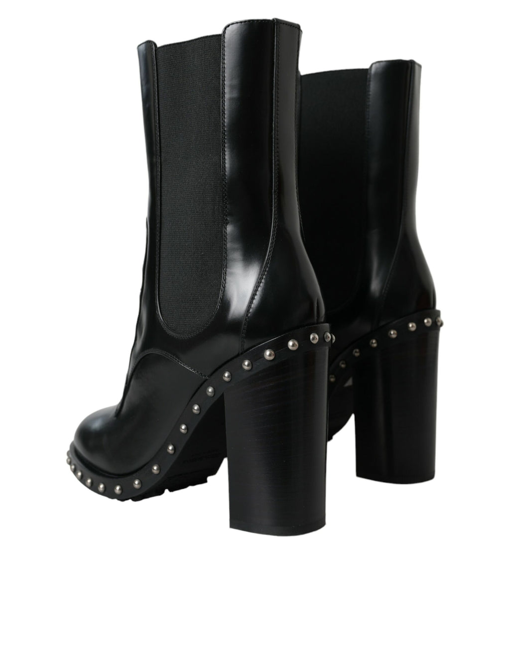 Dolce &amp; Gabbana – Schwarze Schnürstiefel aus Leder mit Nieten