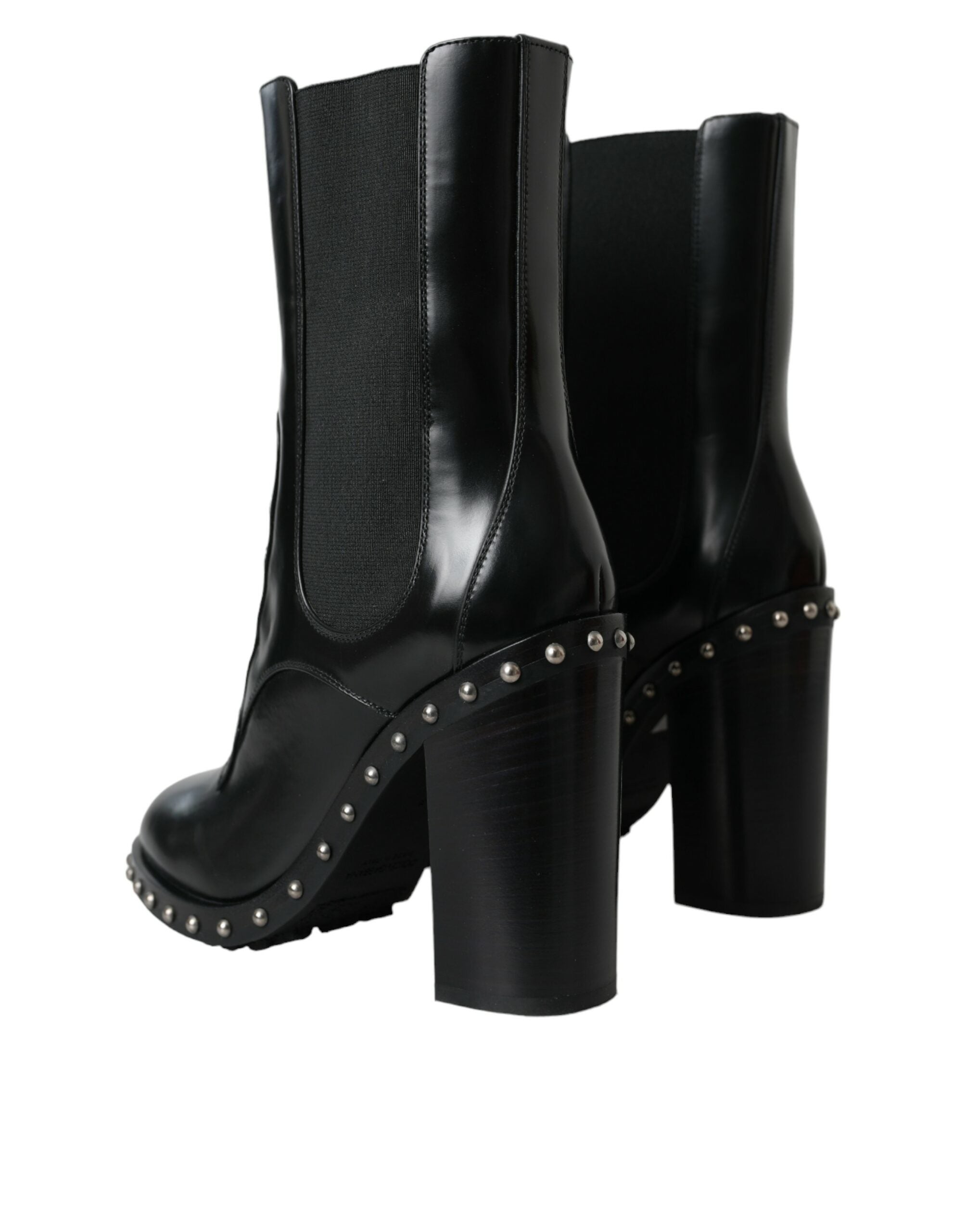 Dolce &amp; Gabbana – Schwarze Schnürstiefel aus Leder mit Nieten