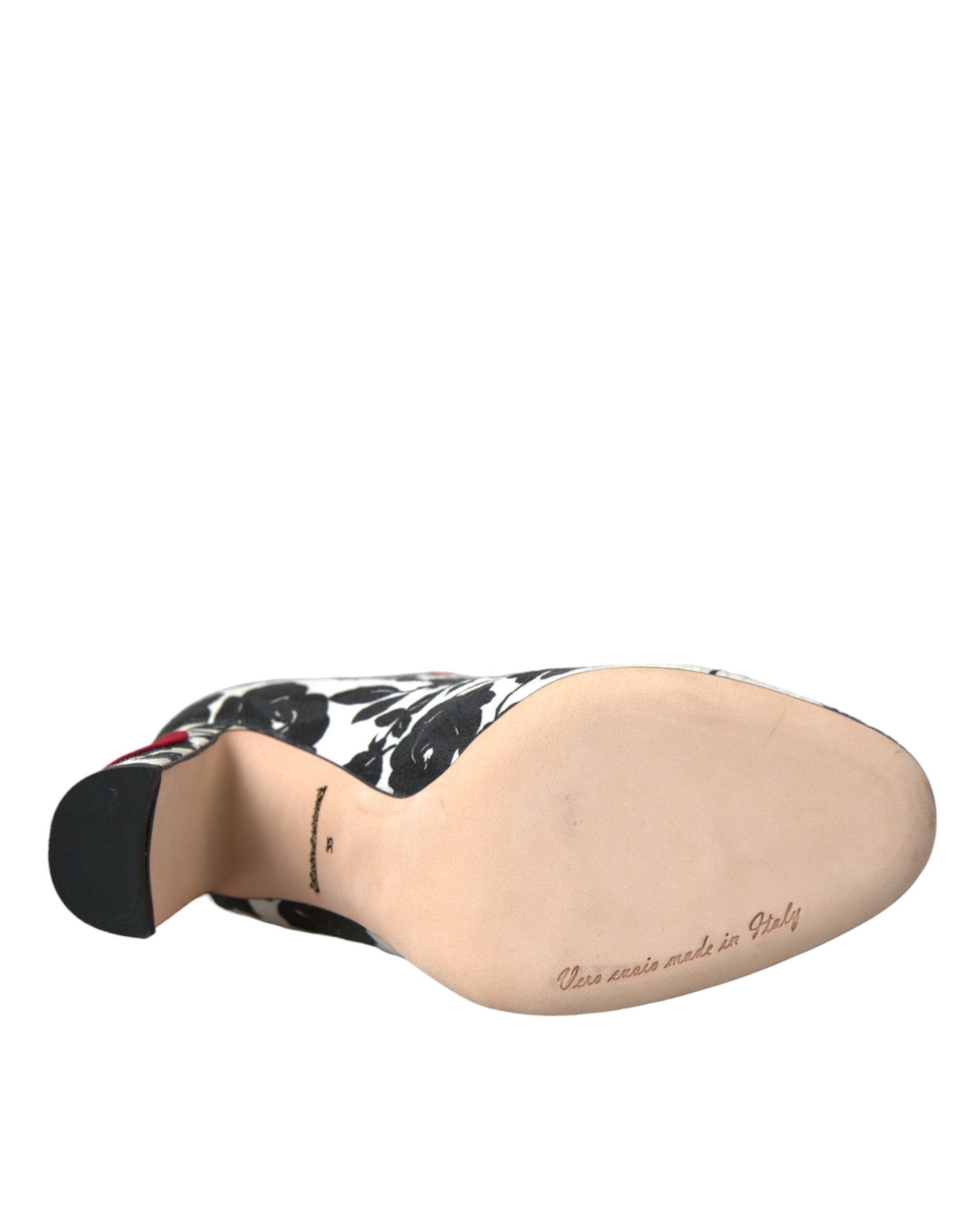 Dolce &amp; Gabbana Weiße Lederstiefel mit Blumenherzen
