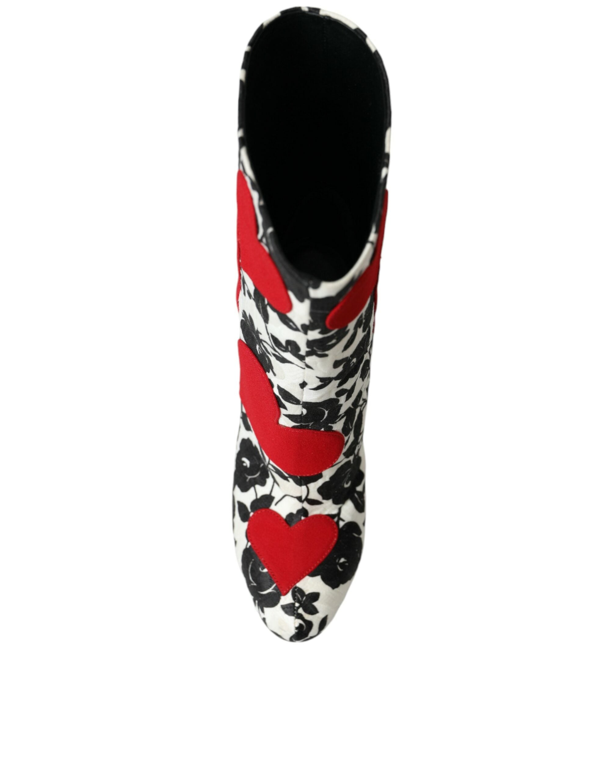 Dolce &amp; Gabbana Weiße Lederstiefel mit Blumenherzen