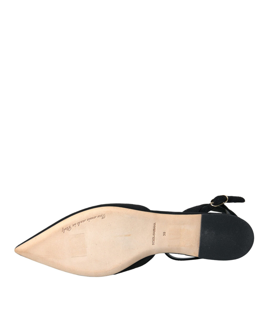 Dolce &amp; Gabbana Slingback-Sandalen aus schwarzem Leder mit Kristallen