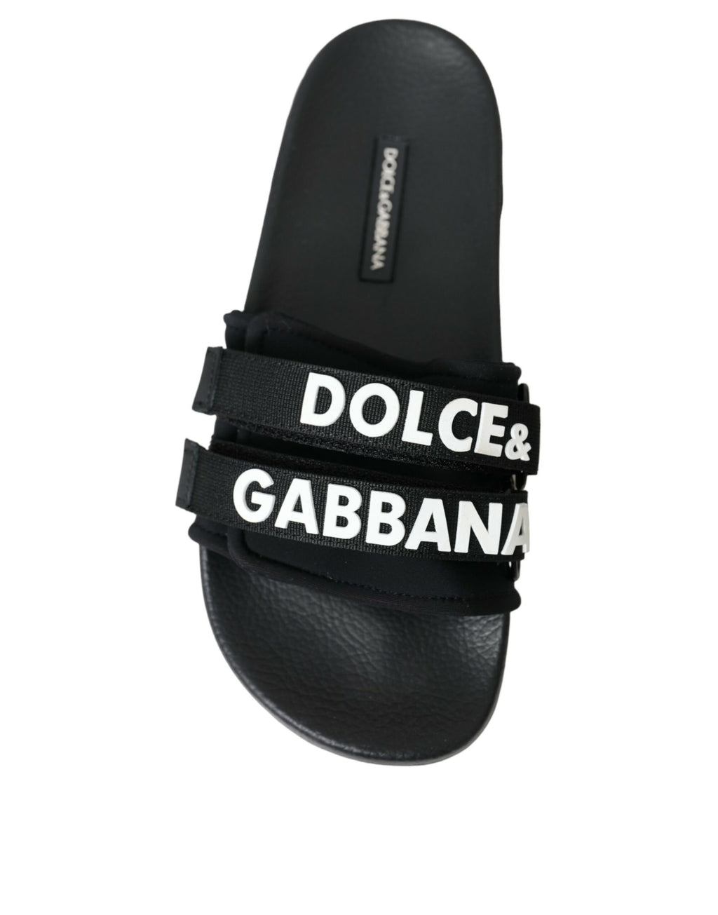 Dolce &amp; Gabbana Schwarze Neopren-Slides Flats Beachwear-Schuhe