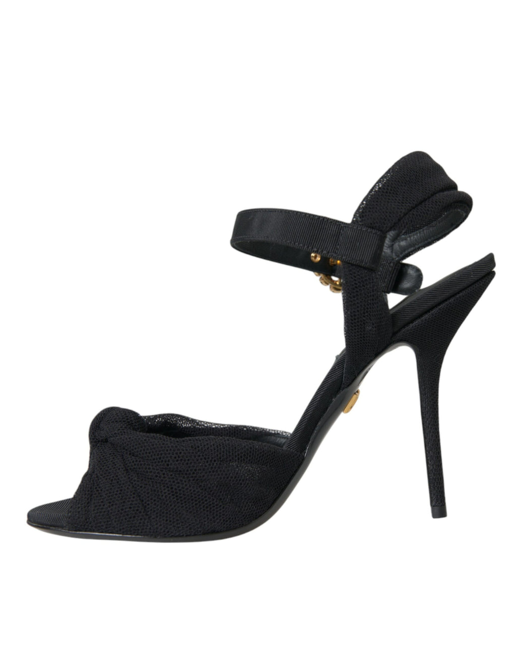 Dolce &amp; Gabbana – Sandalen mit Absatz und Verzierung aus schwarzem Wildleder