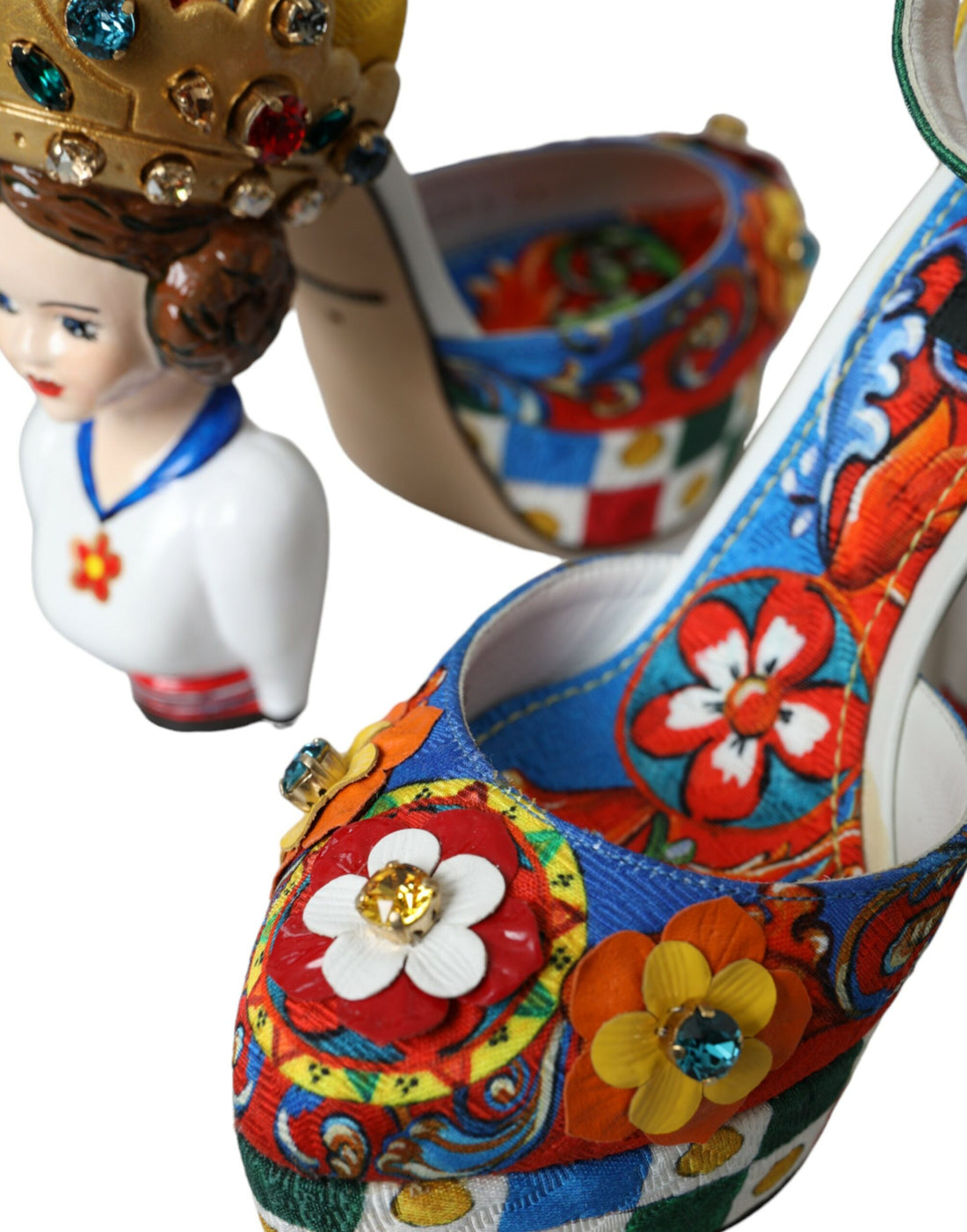 Mehrfarbige Carretto-Sandalen mit Verzierung von Dolce &amp; Gabbana